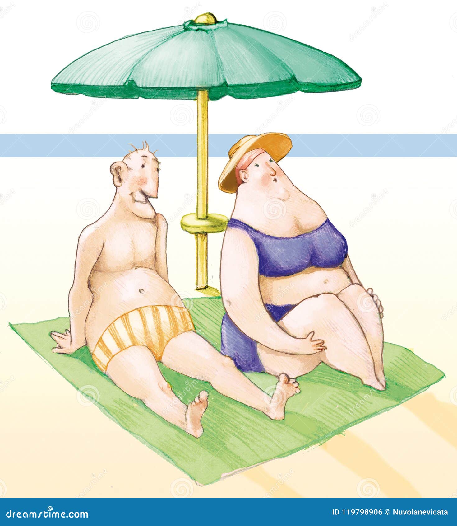 elderly funny couple catches the sun