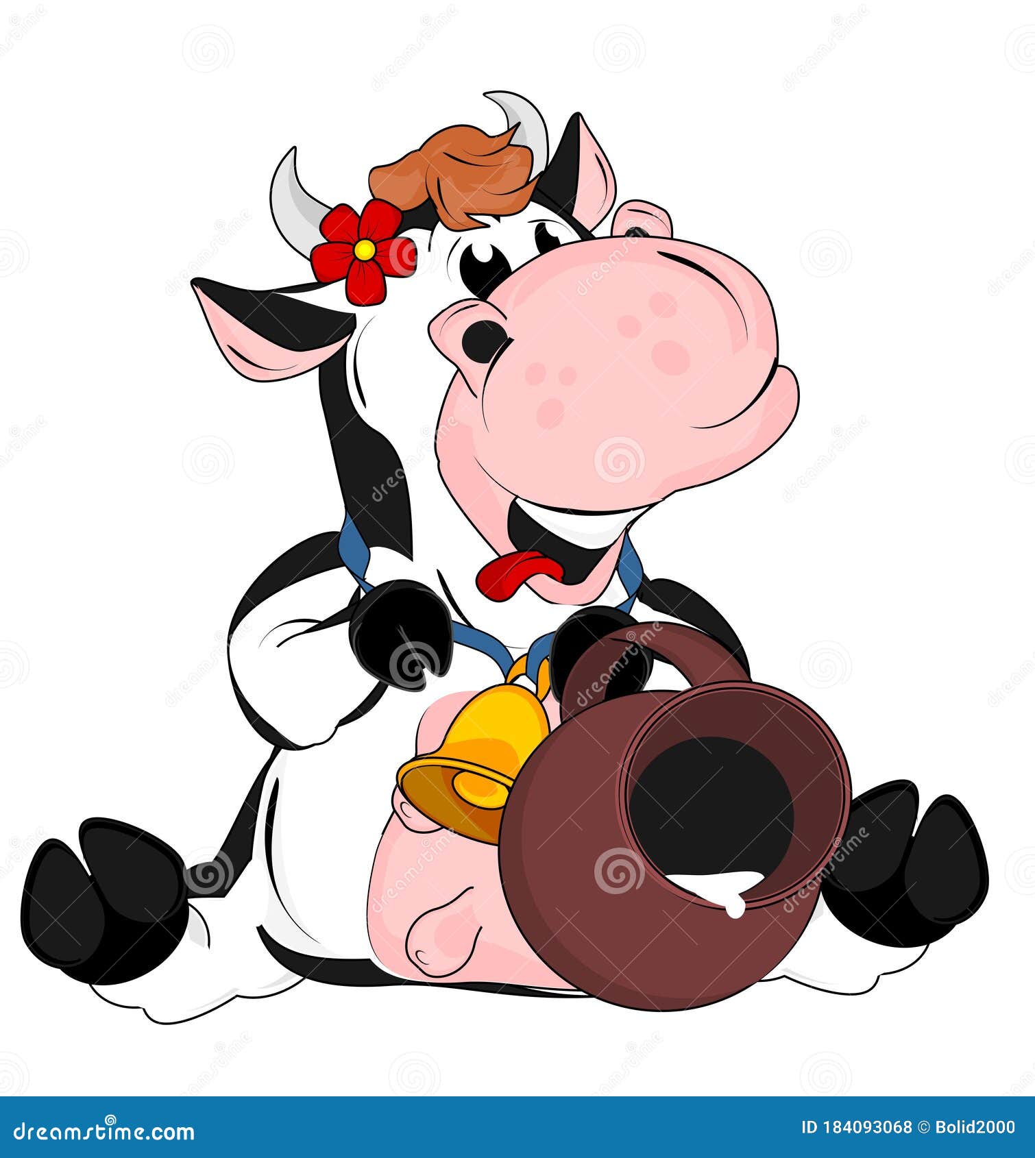 Cow with jug stock illustration. Illustration of isolated 184093068