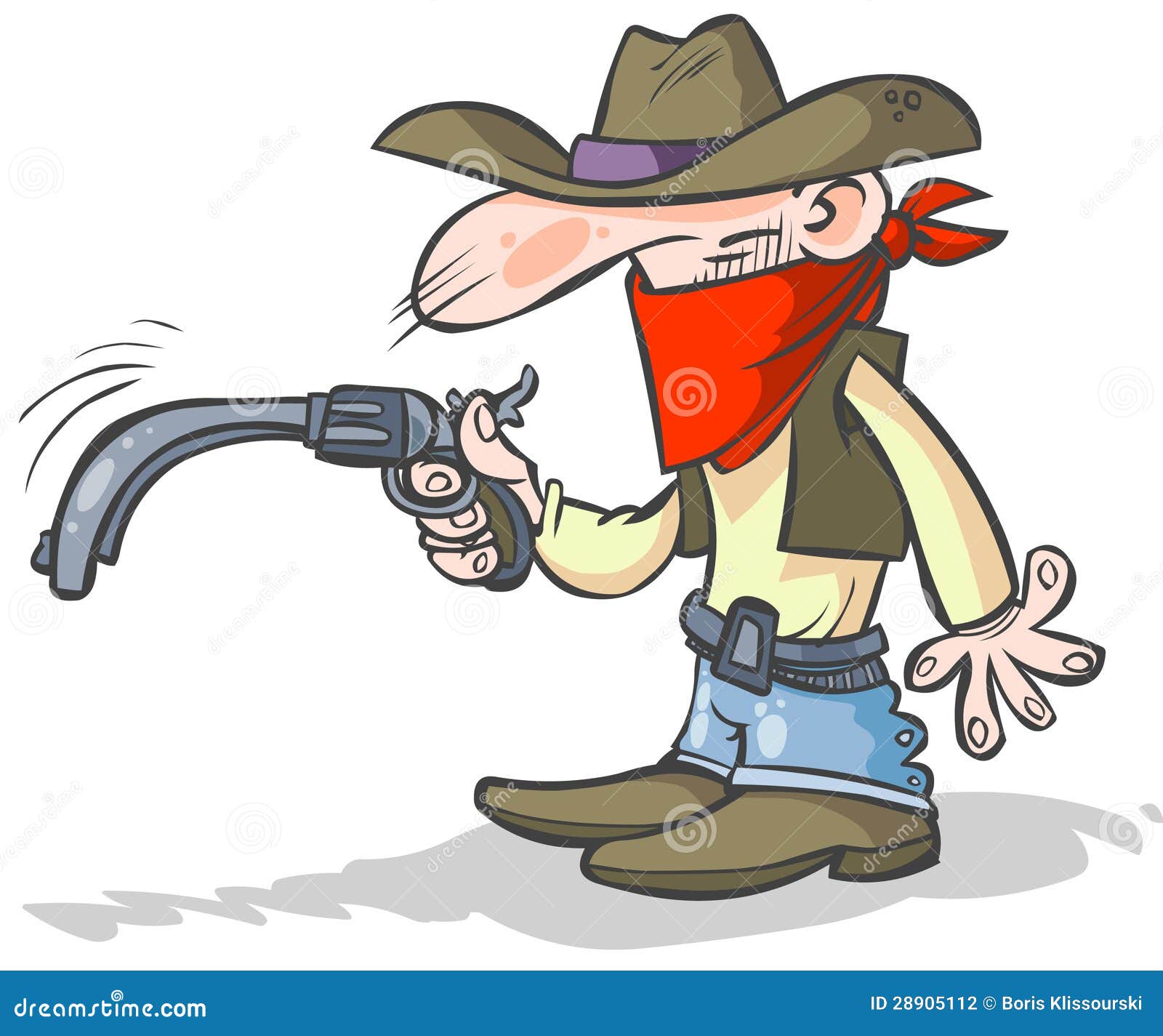 Funny Cowboy with a Drooping Gun. Stock Illustration - Illustration of  clumsy, character: 28905112