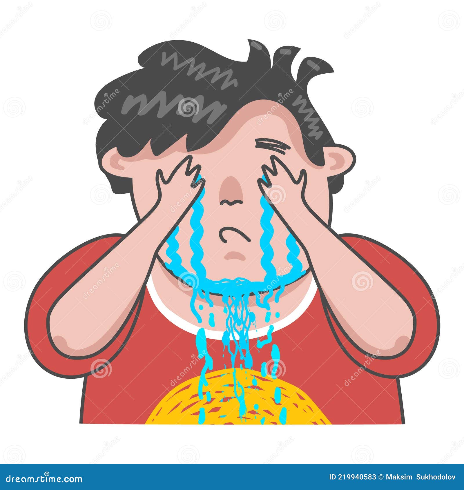 Funny Crying Boy in a Burgundy T-shirt Stock Vector - Illustration of male, expression: 219940583 Funny Crying Boy in a Burgundy T-shirt Stock Vector - Illustration of male, expression: 219940583