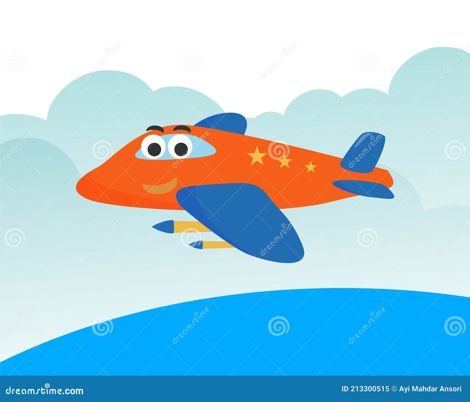 Funny Cute Airplane is Flying in the Air. Cartoon Hand Drawn Vector  Illustration Stock Vector - Illustration of cute, graphic: 213300515