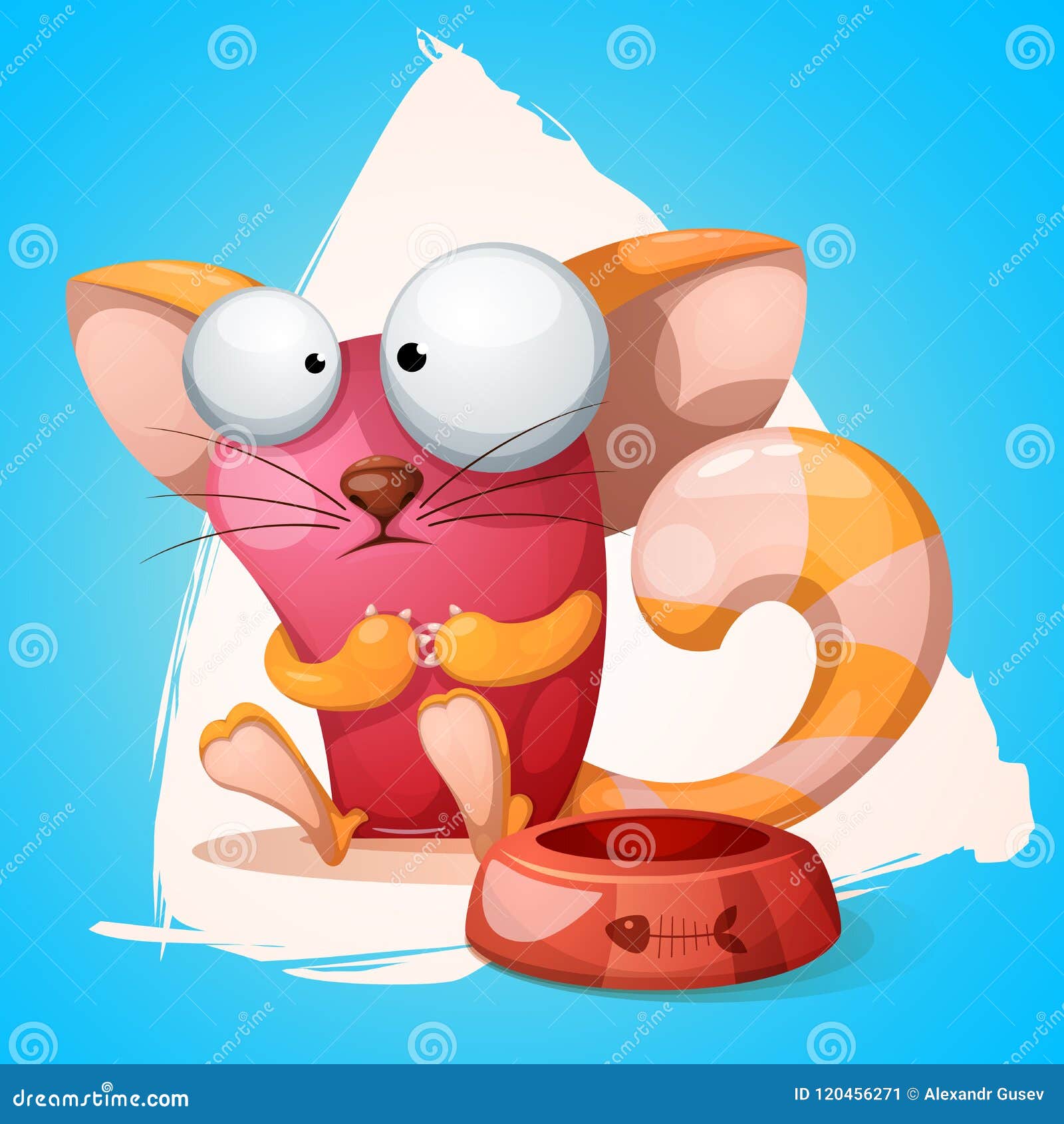 Funny, Cute, Crazy Cartoon Characters Cat. Stock Vector Illustration