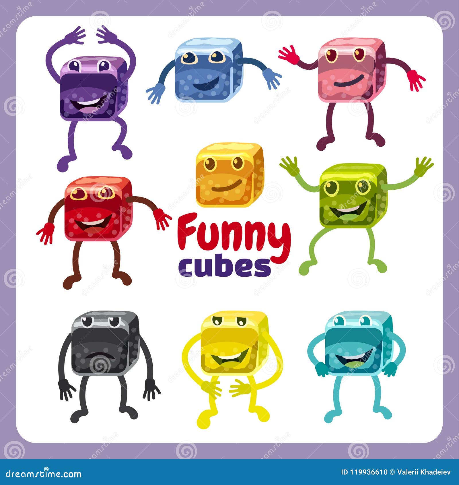 Funny Cute Cubes Colorful Candy Button Glossy Jelly in Different Color. 2d  Asset for User Interface GUI in Mobile Stock Vector - Illustration of  cartoon, collection: 119936610