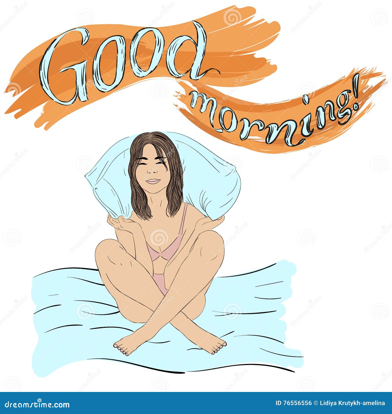 Funny Cute Girl with Pillow in Pijama. Good Morning Stock Vector - Illustration of oversleep, hand: 76556556 Funny Cute Girl with Pillow in Pijama. Good Morning Stock Vector - Illustration of oversleep, hand: 76556556
