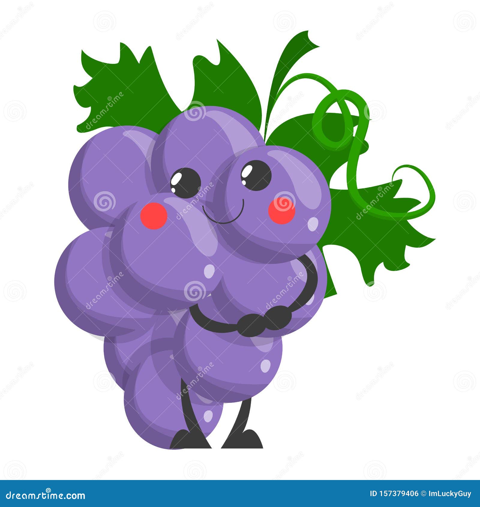 Funny Cute Grape Character, Fresh Fruit with a Face Stock Illustration ...