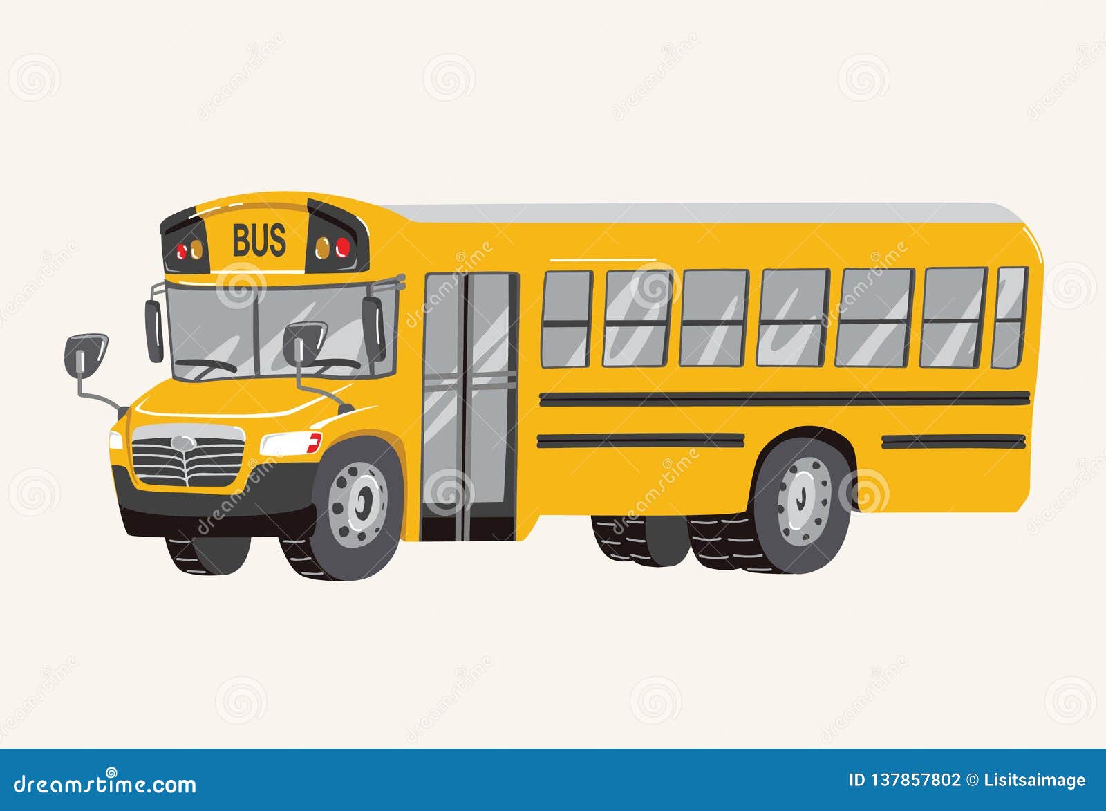 Funny Cute Hand Drawn Cartoon School Bus Illustration. Toy Yellow School Bus.  Toy Vehicles for Boys. Vector Illustration Stock Vector - Illustration of  automobile, design: 137857802