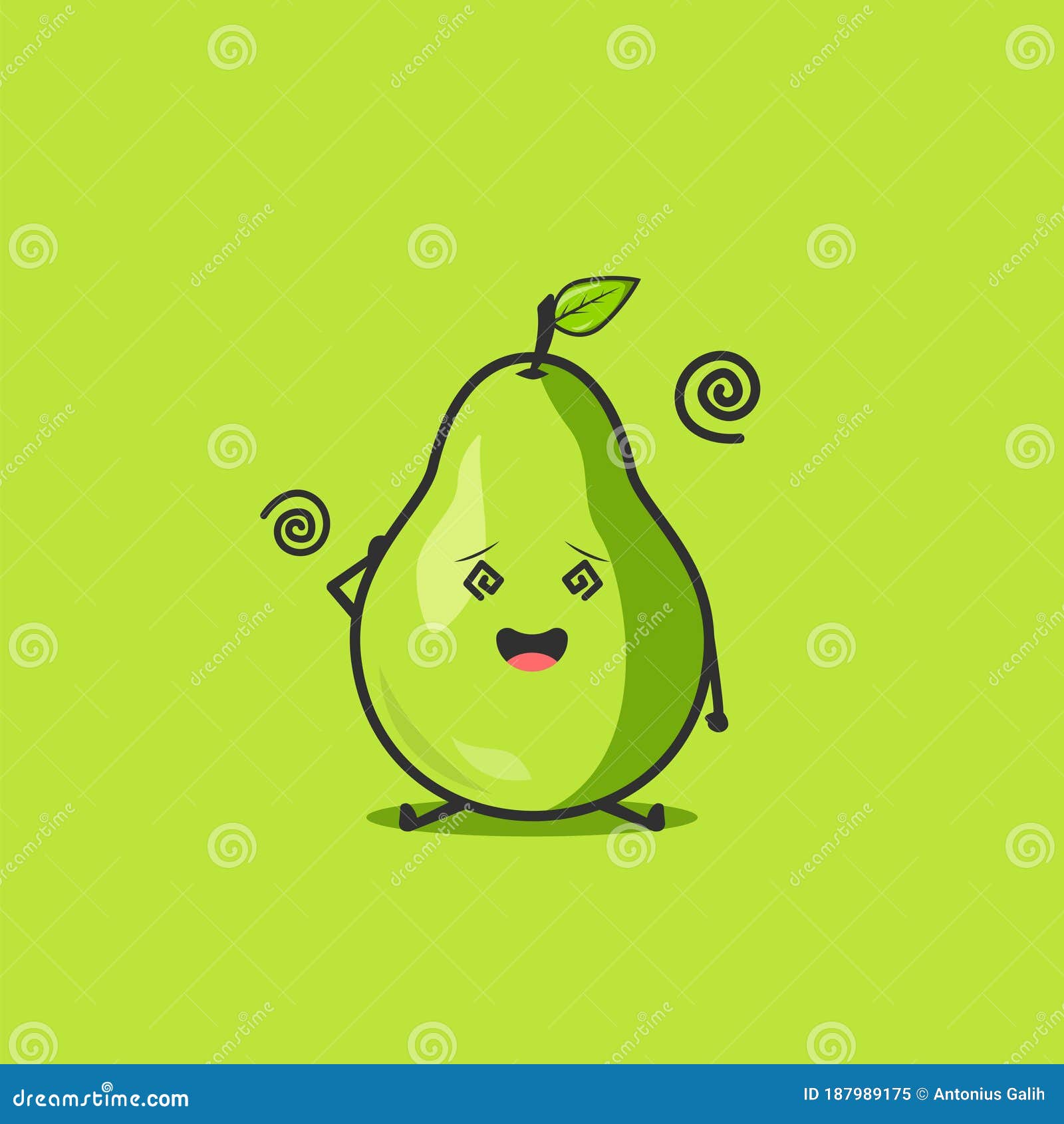 Funny Cute Mango Character. Vector Flat Mango Cartoon Character Feel Dizzy.  Isolated on Green Background Stock Vector - Illustration of cute,  background: 187989175