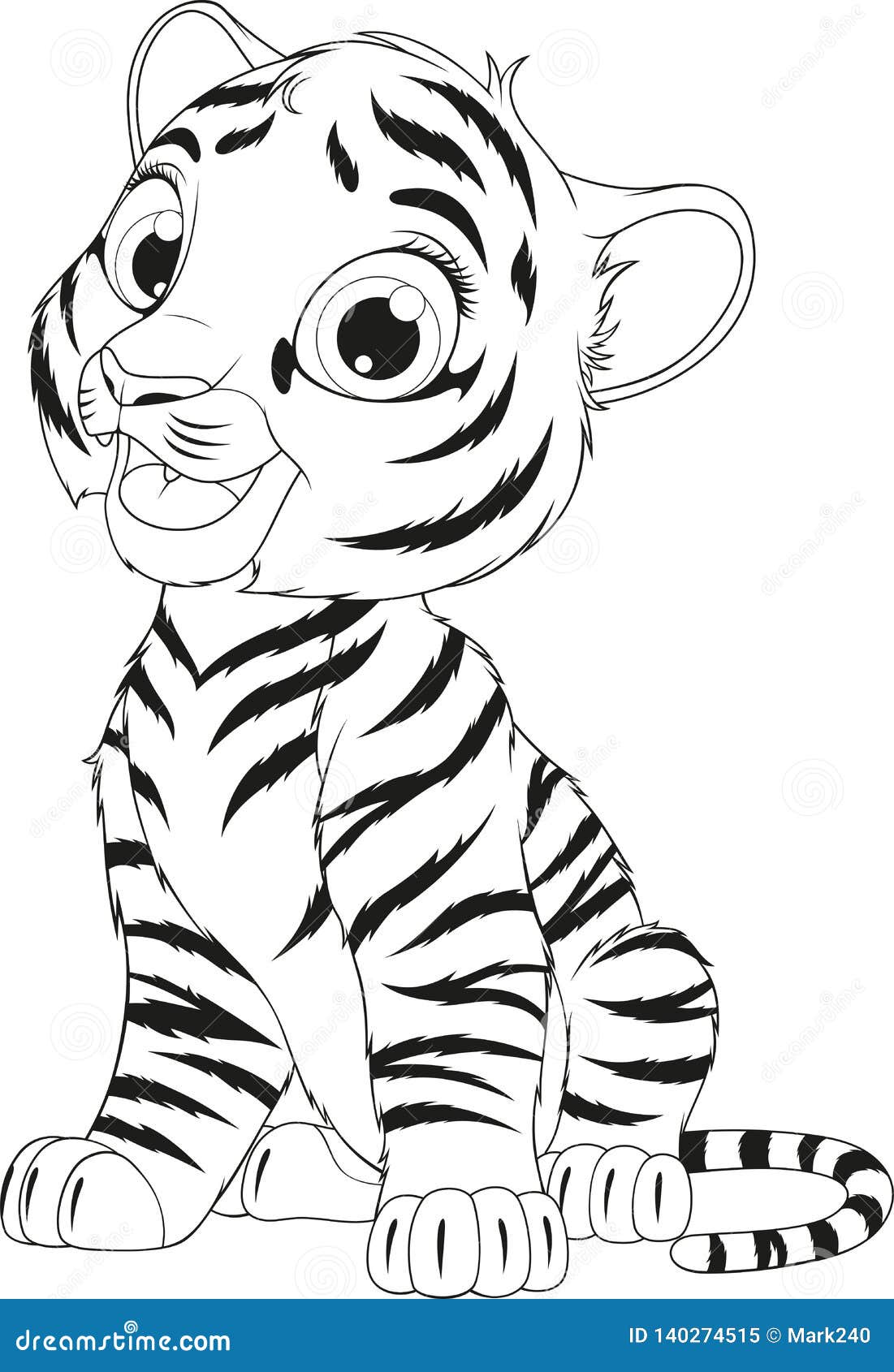 Funny cute tiger cub stock vector. Illustration of mammal - 140274515
