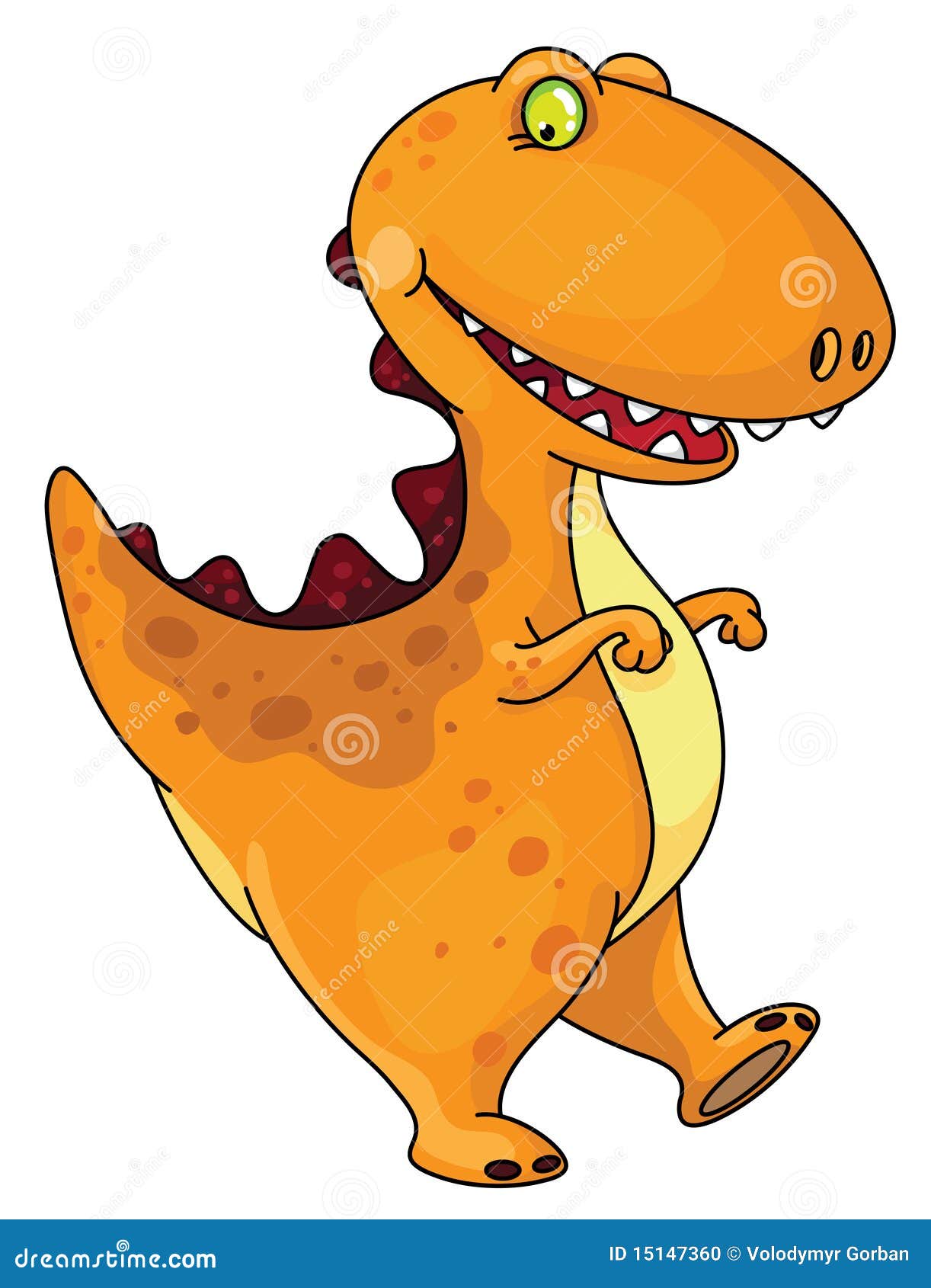 Funny dinosaur stock vector. Illustration of yellow, smile ...