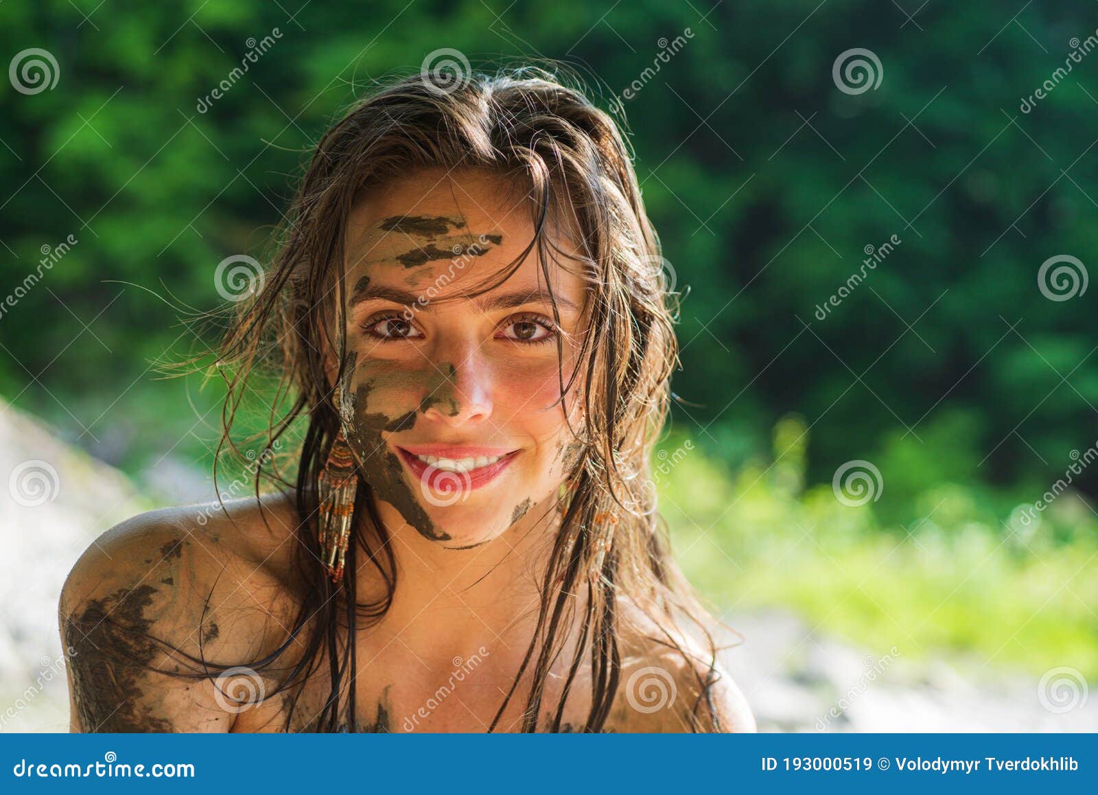 Dirty Naked Girl With Mud