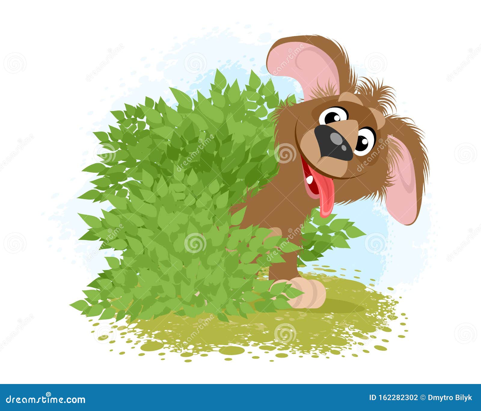 Funny dog in the bushes stock vector. Illustration of green 162282302