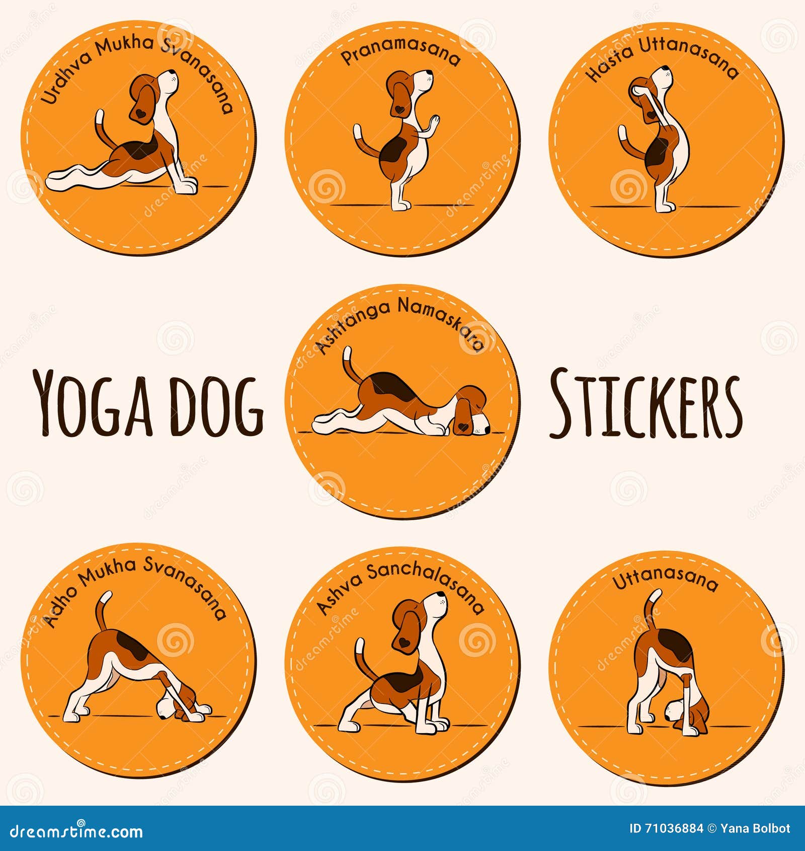 Funny Dog Doing Yoga Position of Surya Namaskara Stock Vector -  Illustration of cute, label: 71036884