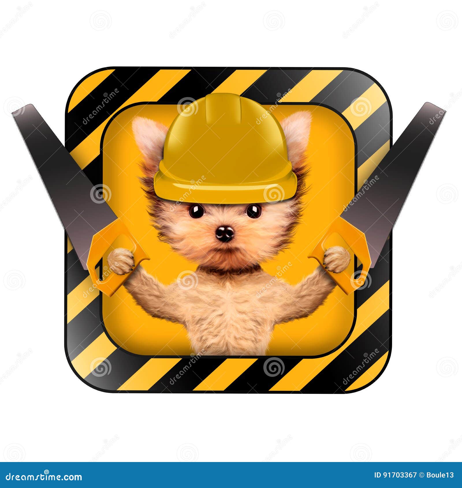 Funny Dog With Tools Isolated On White Stock Illustration