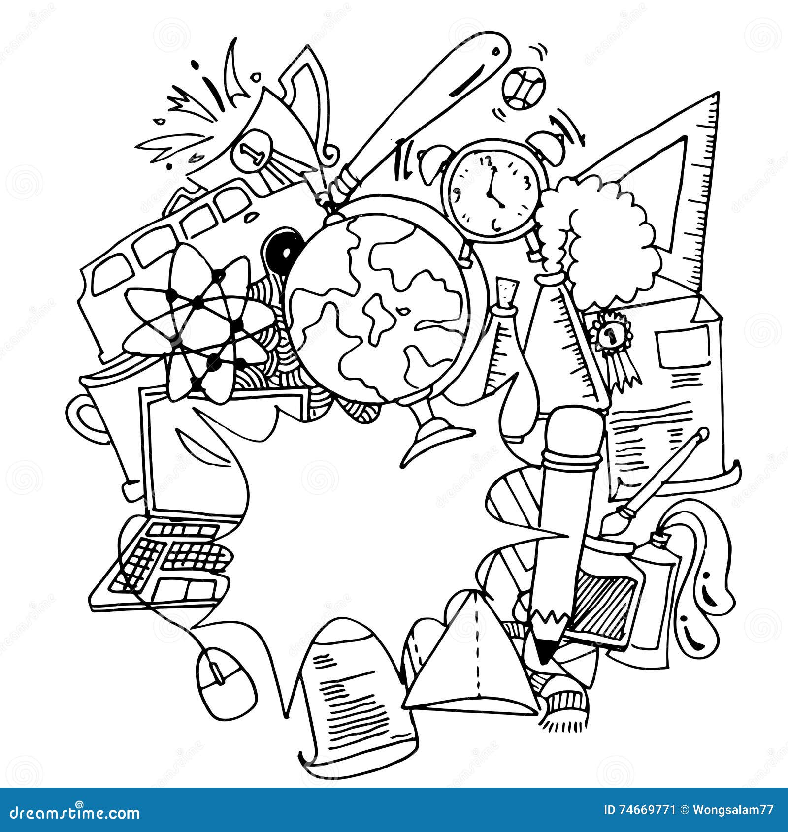 Funny Doodle Art School Education Stock Vector Illustration Of