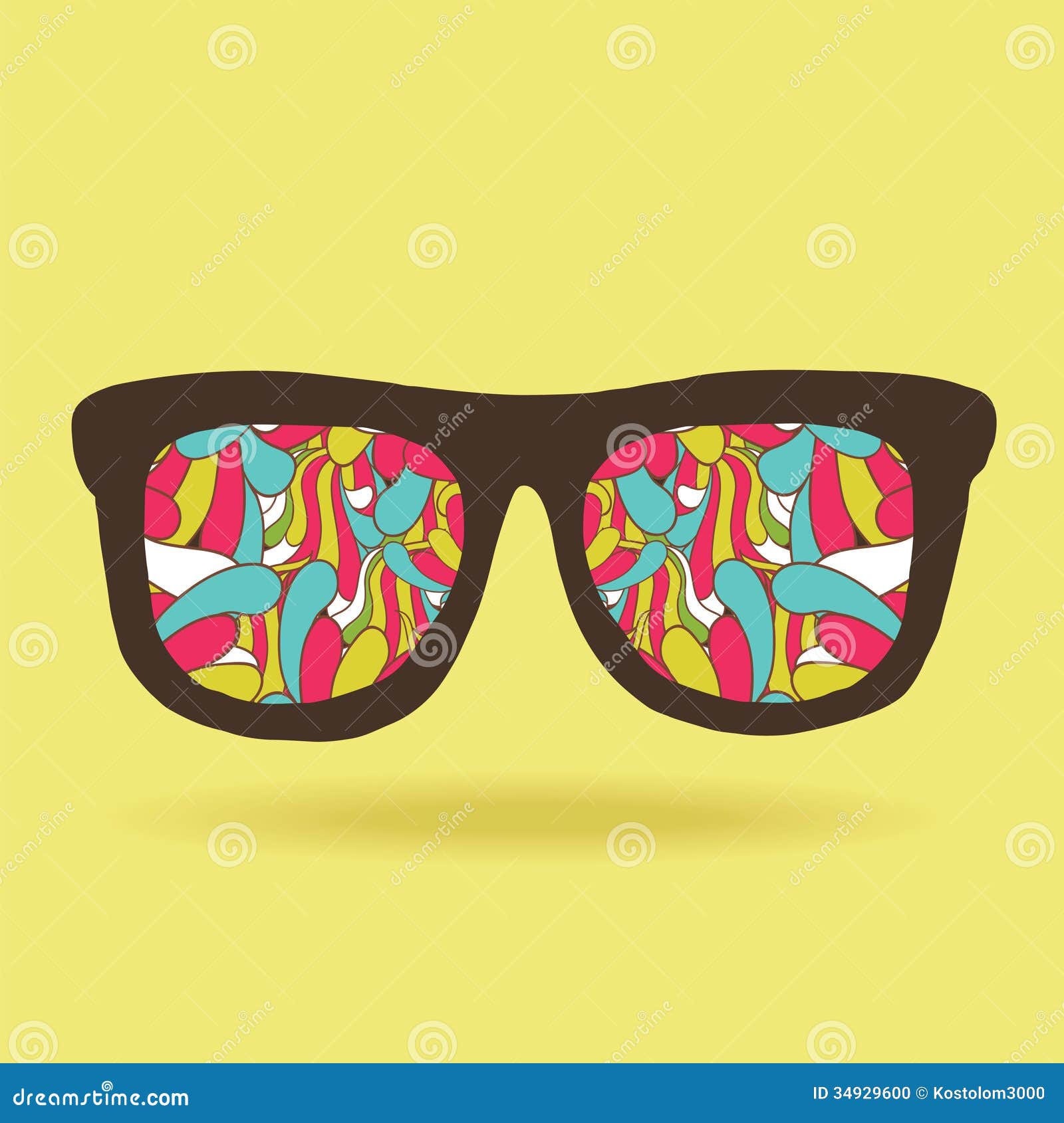 Funny Doodle Hipster Glasses with Pattern Stock Vector - Illustration