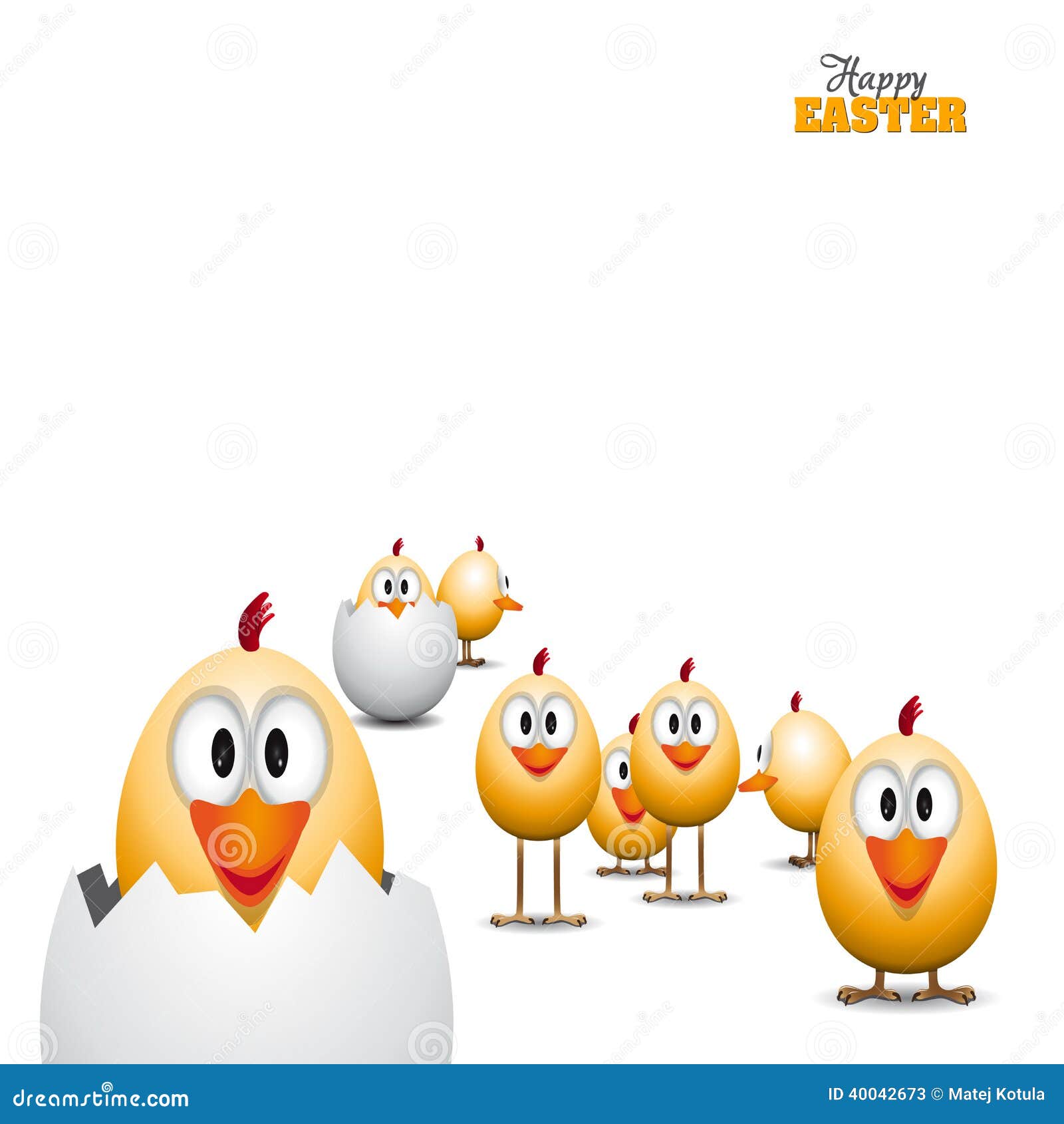 Funny Easter Eggs Chicks Background Illustration Happy Easter Card