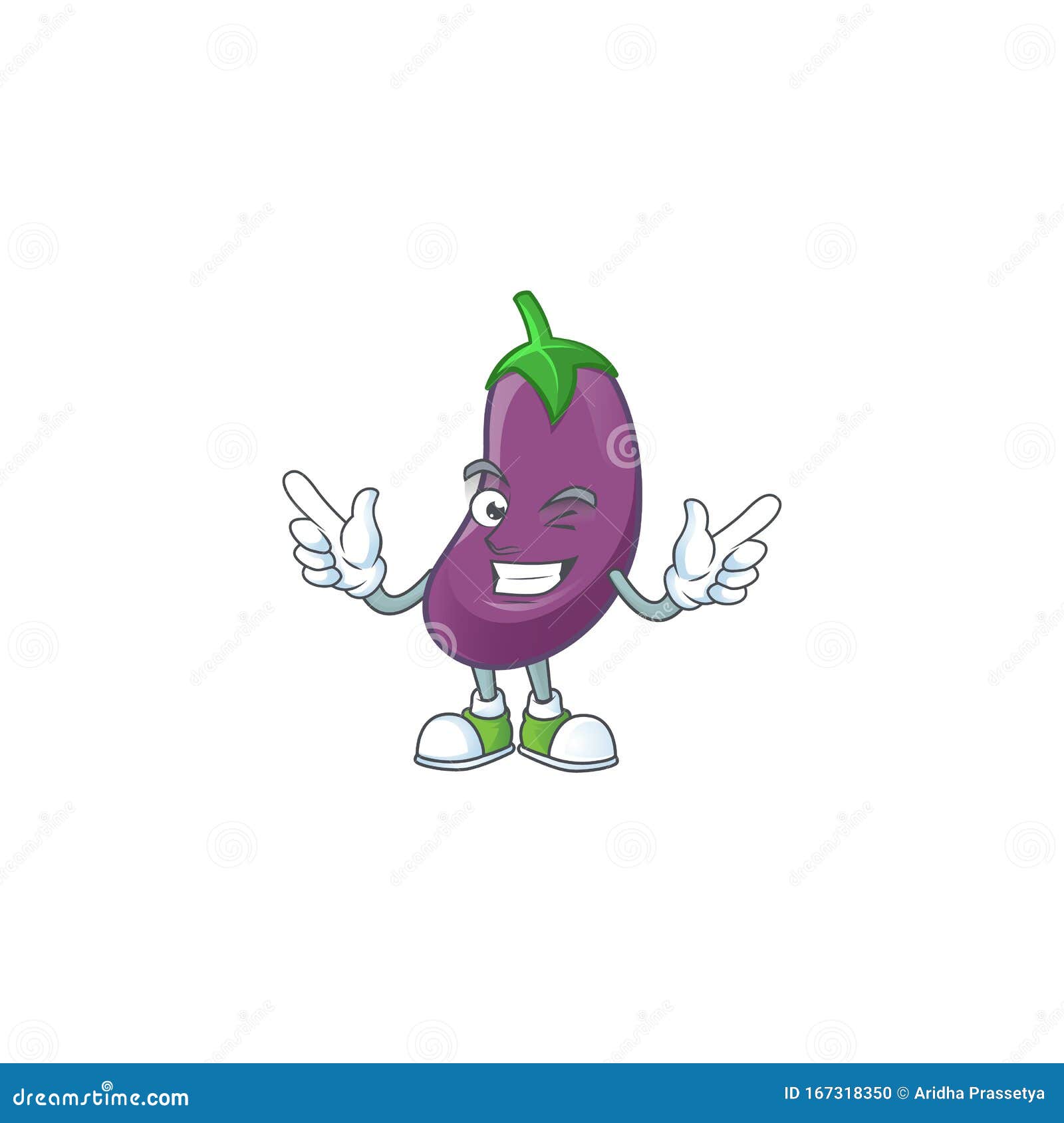 Funny Eggplant Cartoon Character Style with Wink Eye Stock Vector ...