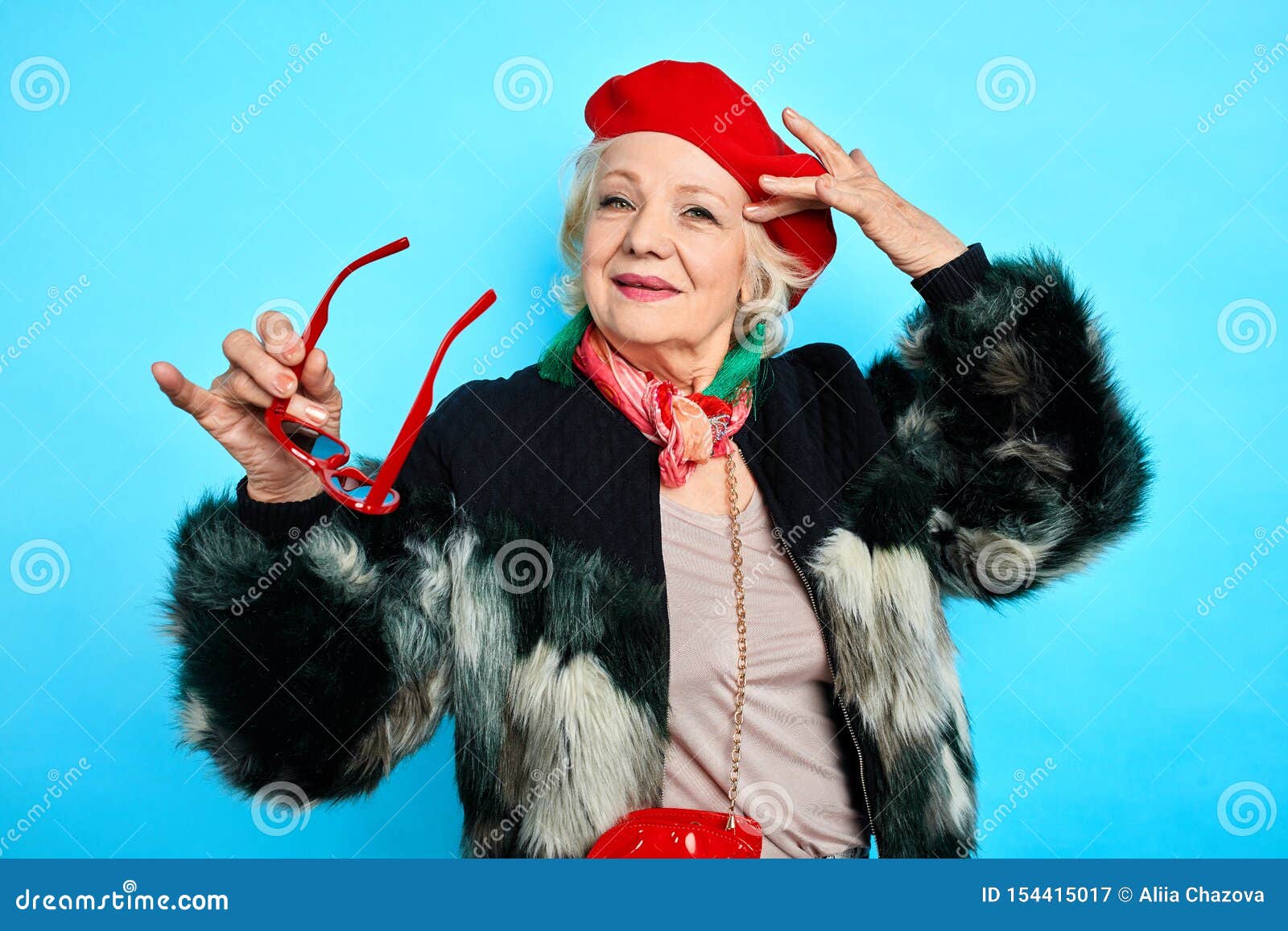 Funny Elegant Glamour Old Woman Takes Care of Her Appearance Stock Image -  Image of devil, lifestyle: 154415017