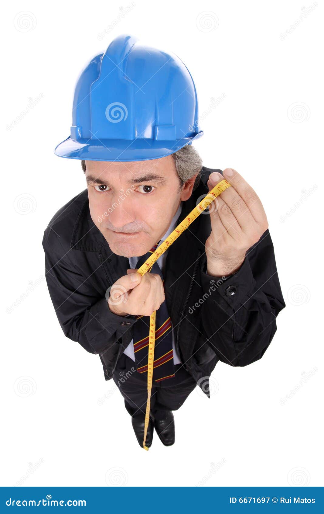 Funny Engineer with a Measuring Tape Stock Image Image of isolated