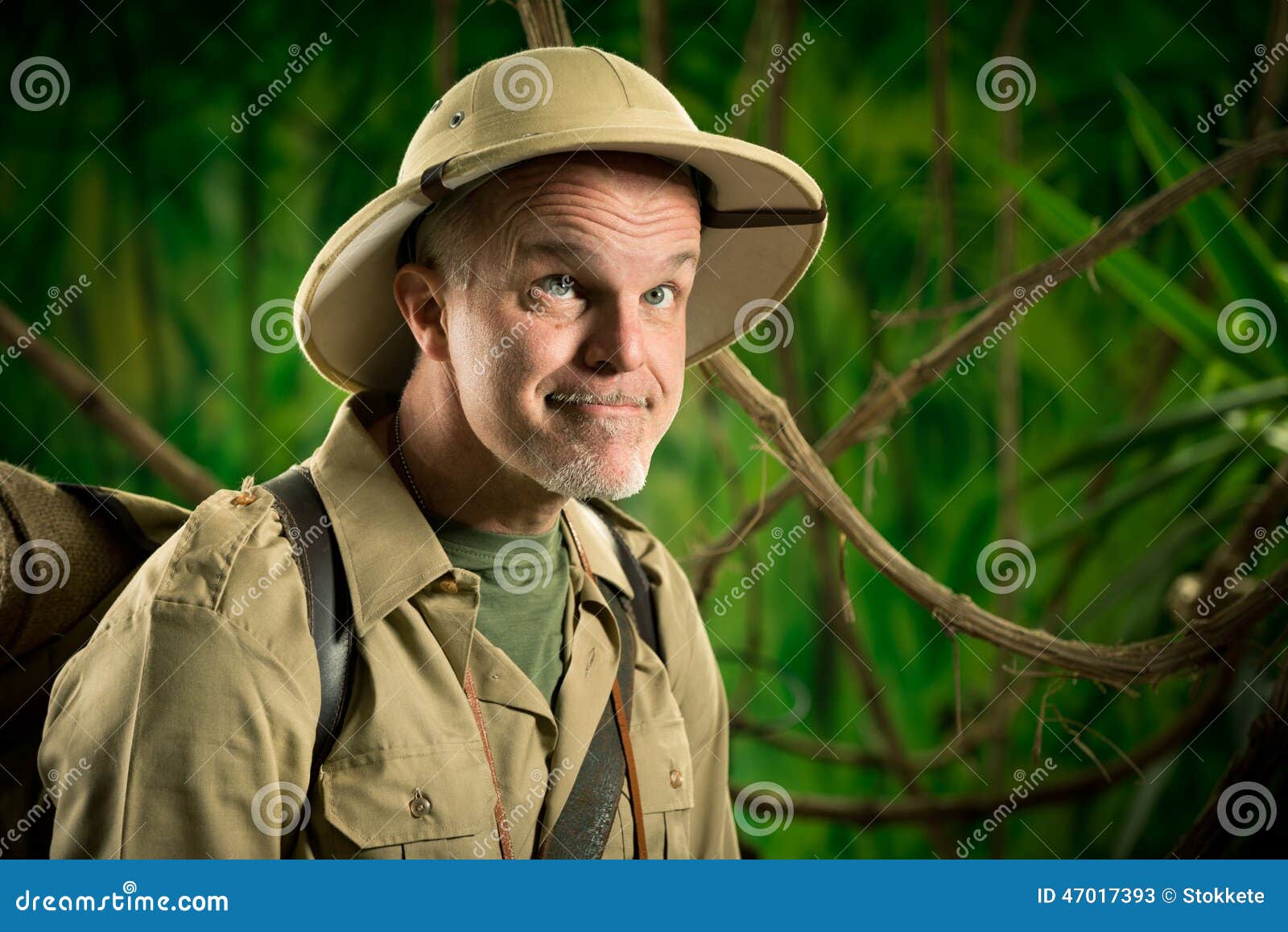 Funny Explorer in the Forest Stock Image Image of safari, jungle