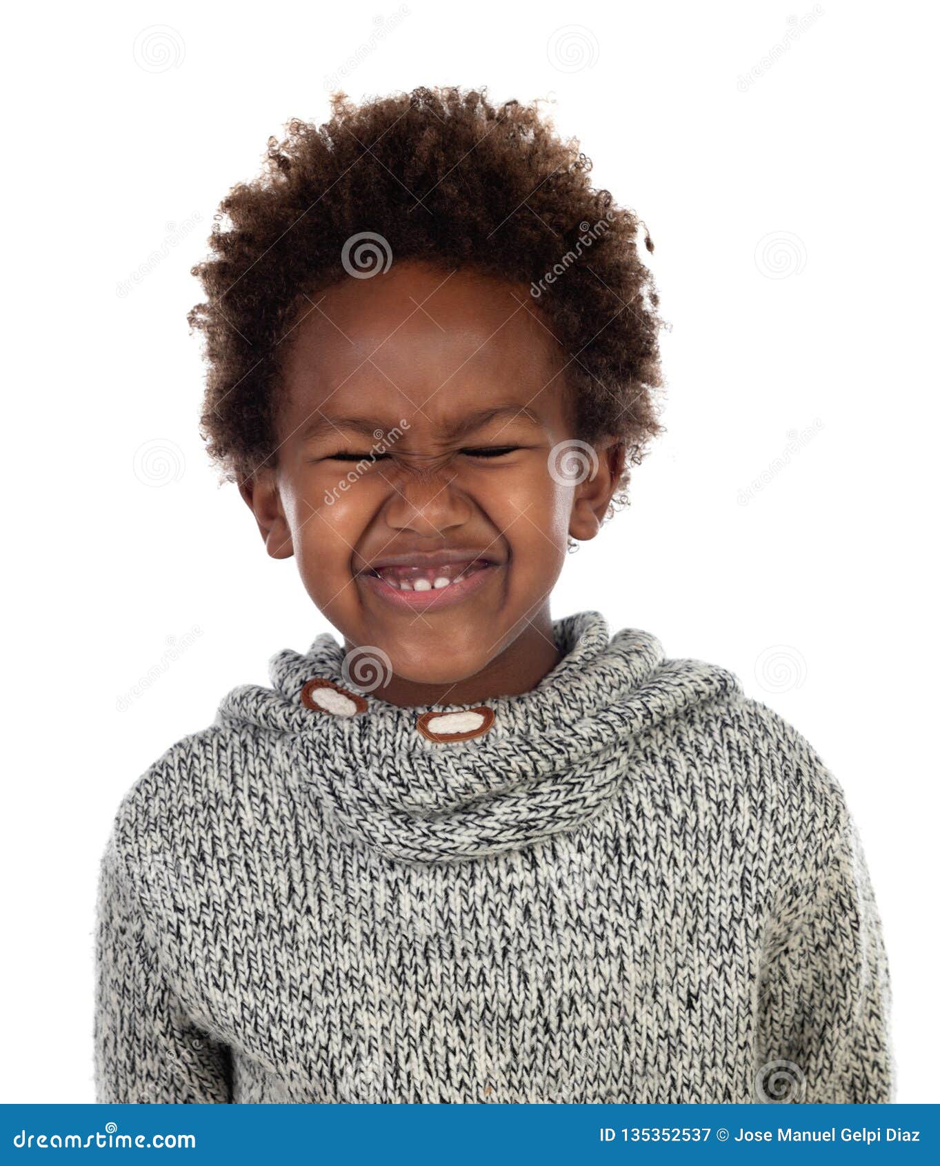 Funny Expression of a Small African Child with Clossed Eyes Stock Image