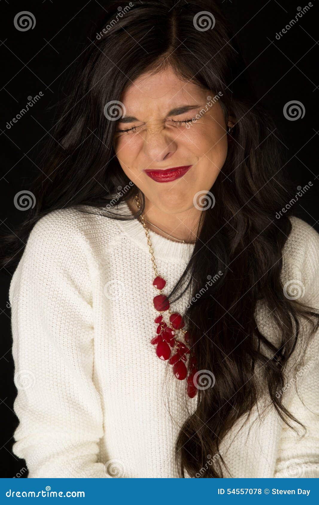 Funny Expression with a Woman Her Eyes Shut Tight Stock Photo Image of lovely, expression