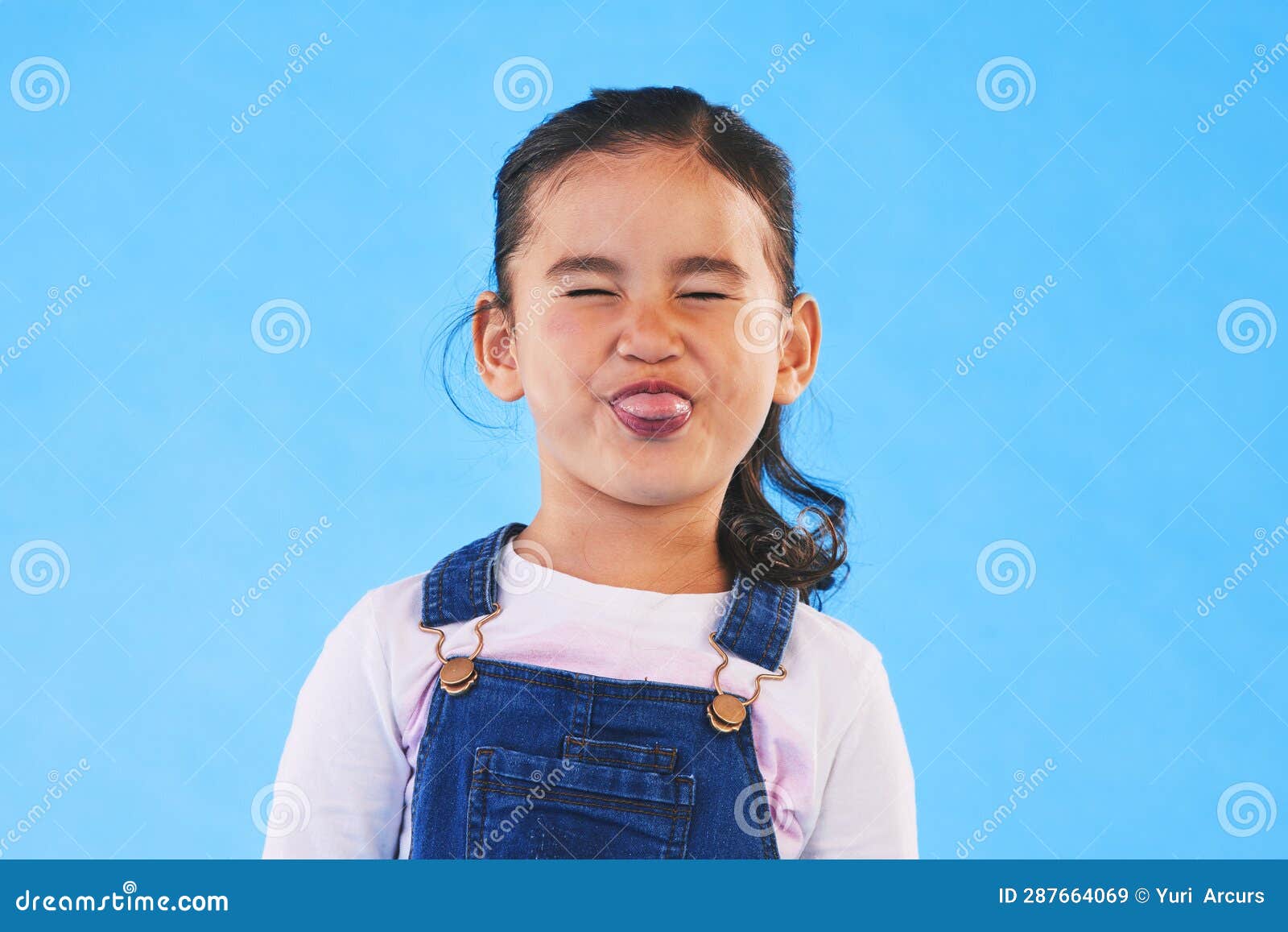 Funny, Face of Child and Girl with Silly, Goofy or Facial Expression on ...