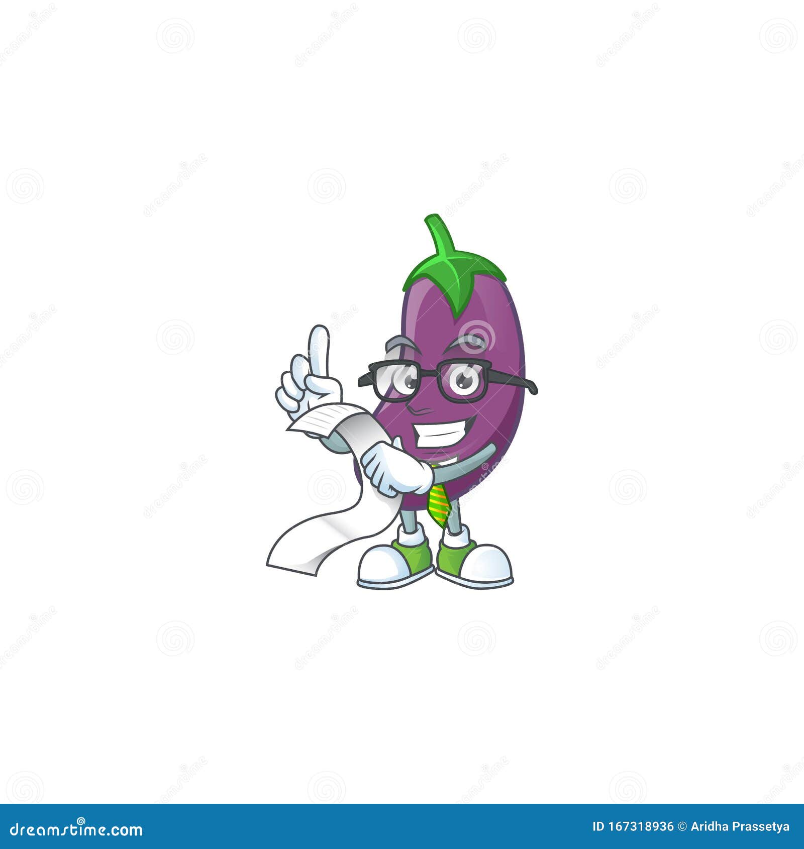 Funny Face Eggplant Cartoon with Menu Ready To Serve Stock Vector ...