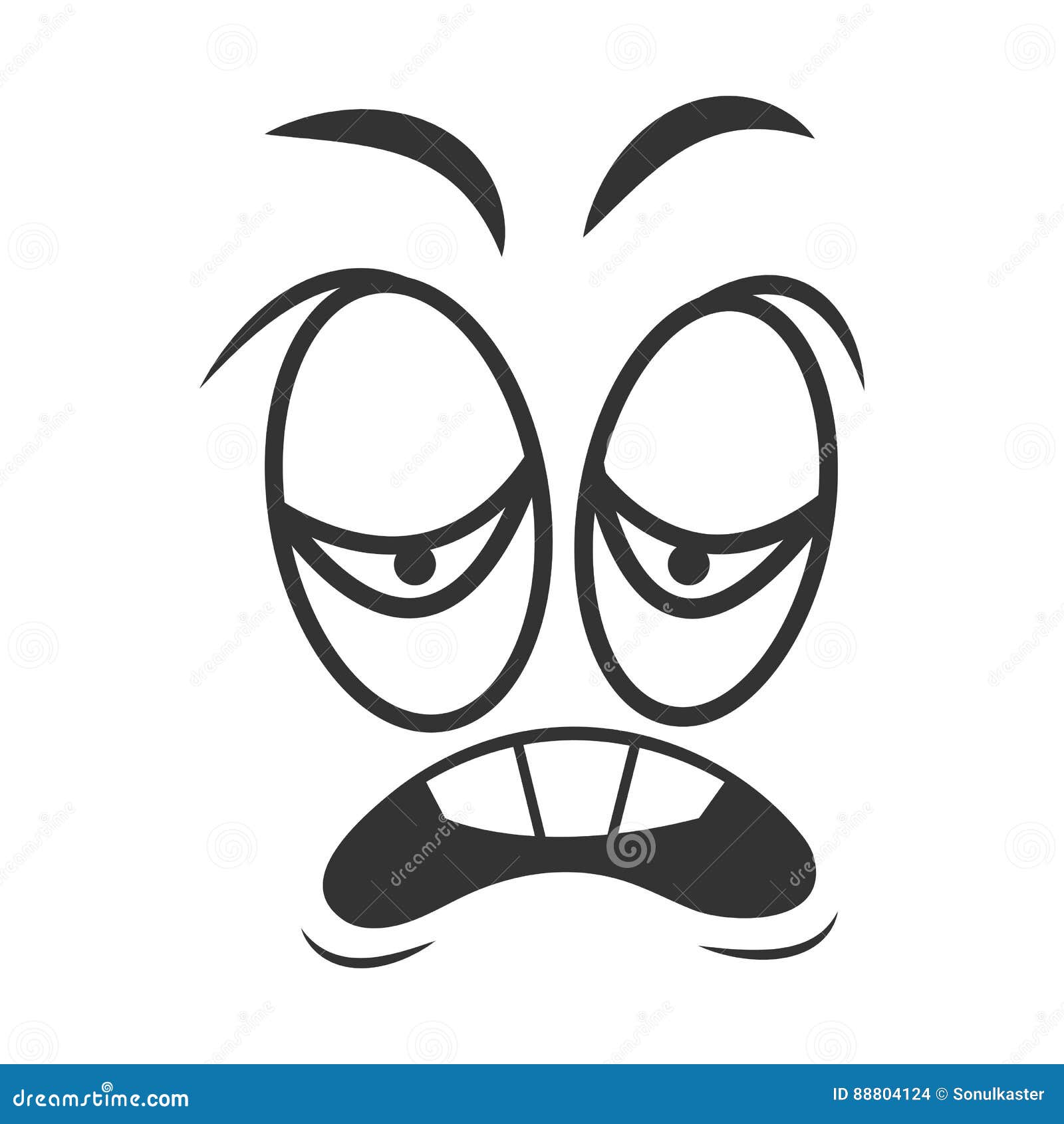Funny Face With Emotion Of Disgust Black And White Sketch Stock Vector Illustration Of Face Dolor