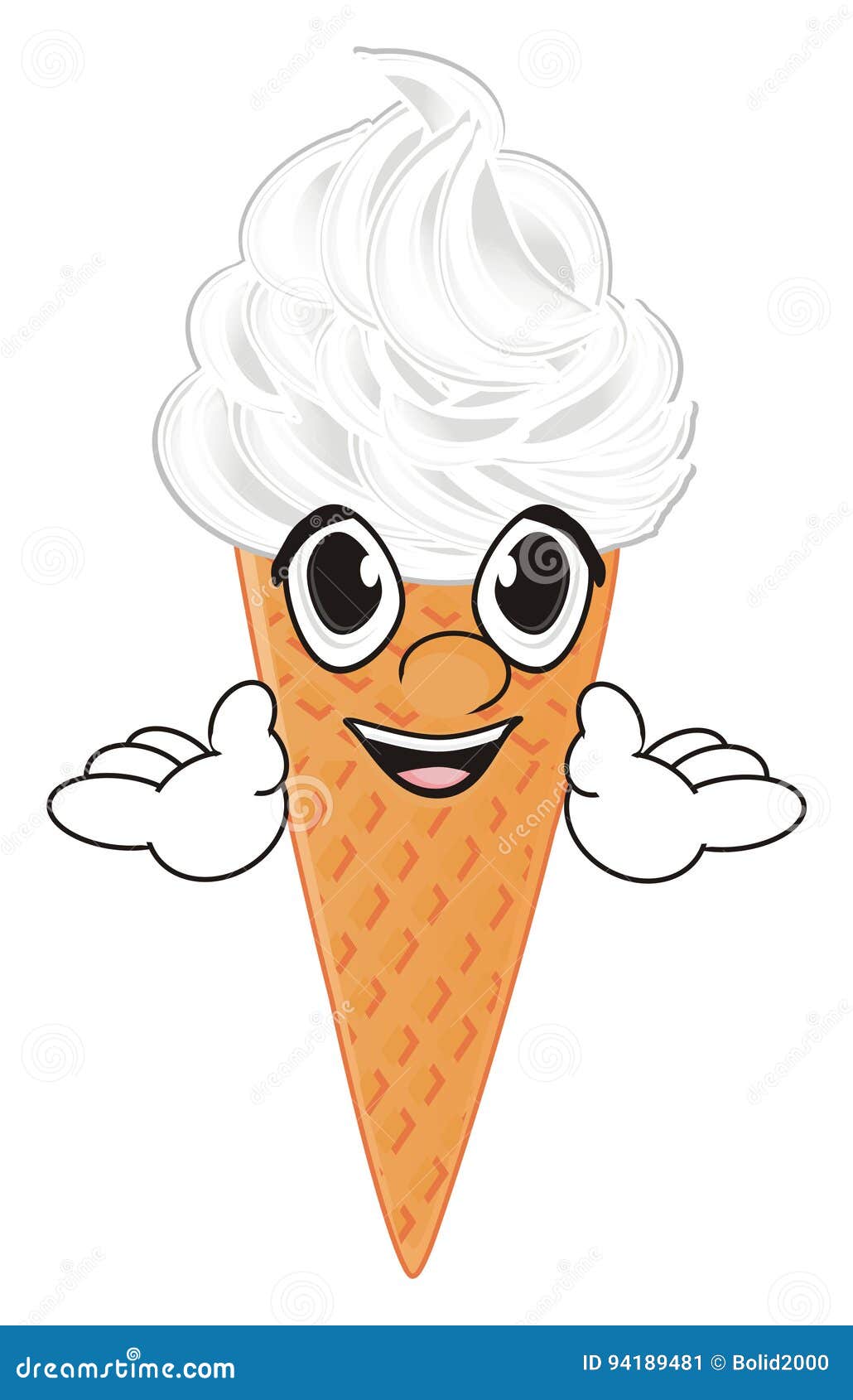 Funny face of ice cream stock illustration. Illustration of dessert