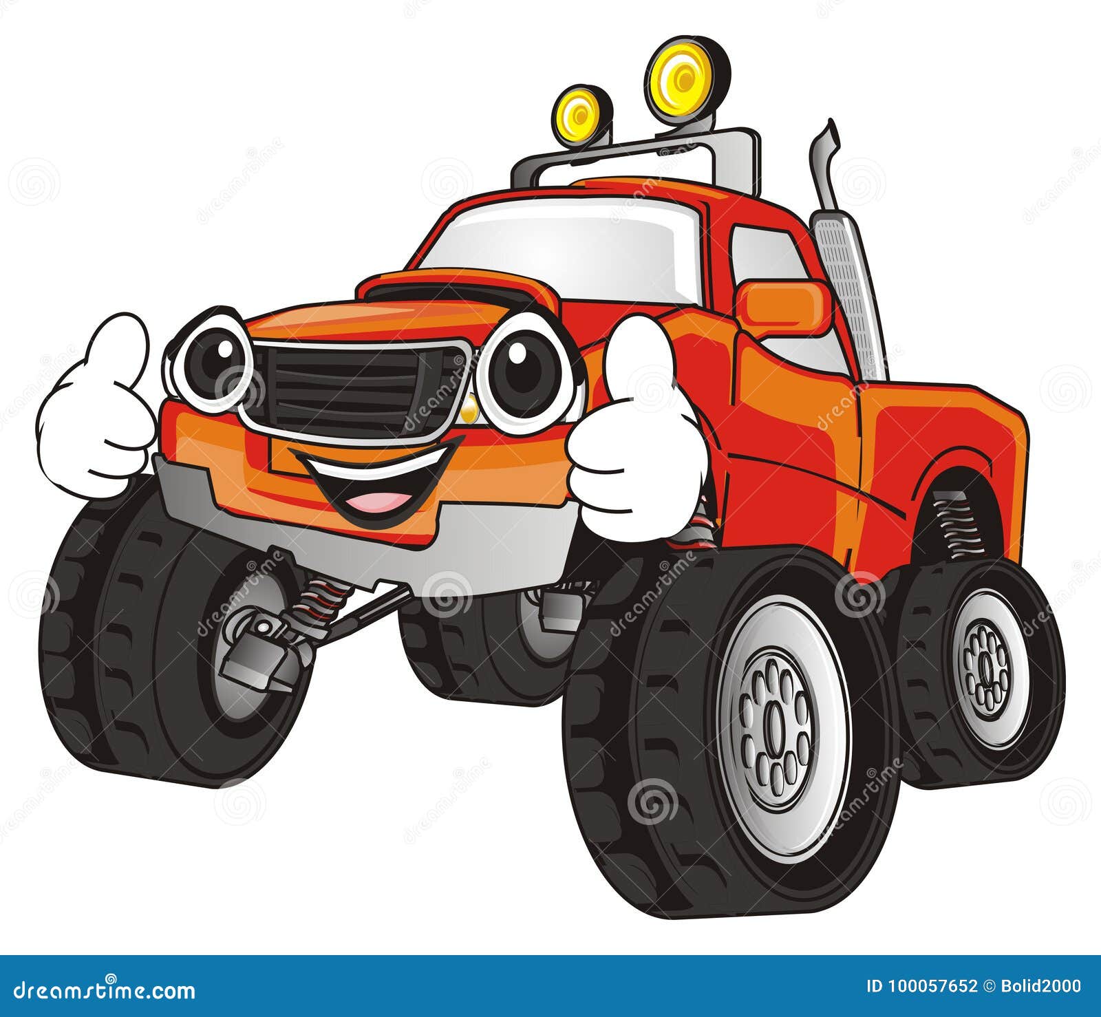 Funny cartoon of a monster truck