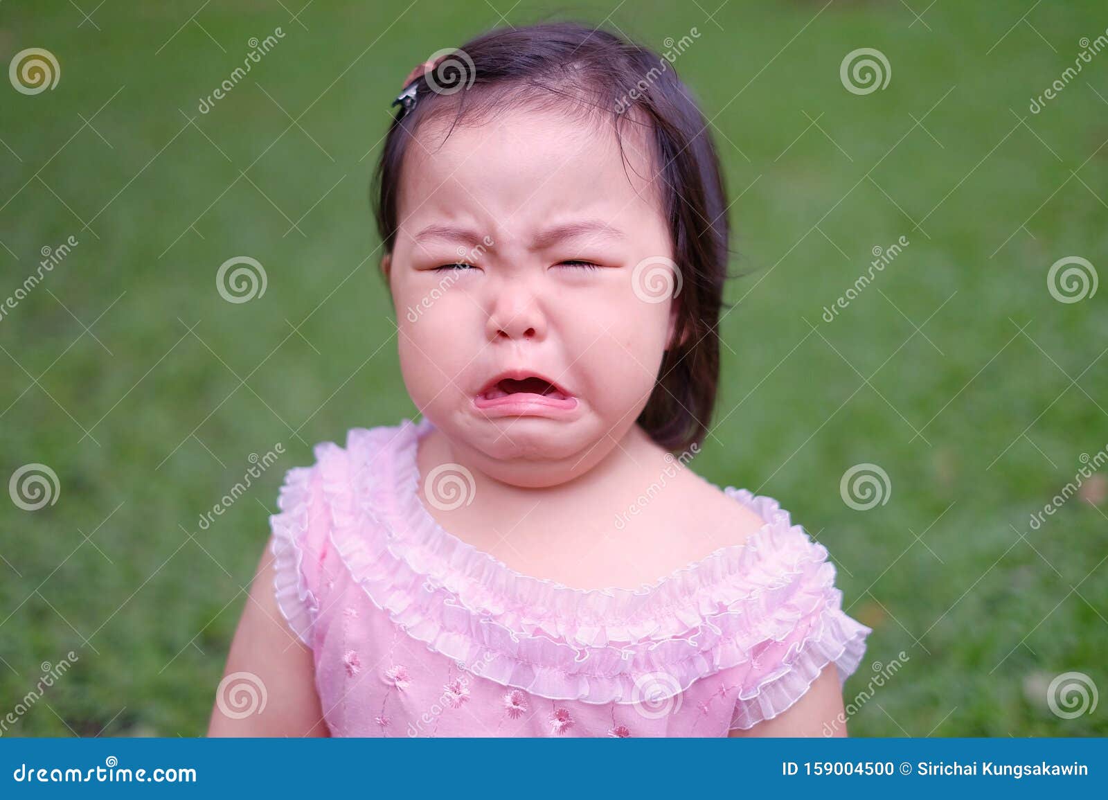 Funny Face of a Sad Little Girl Crying and Frowning Stock Photo ...