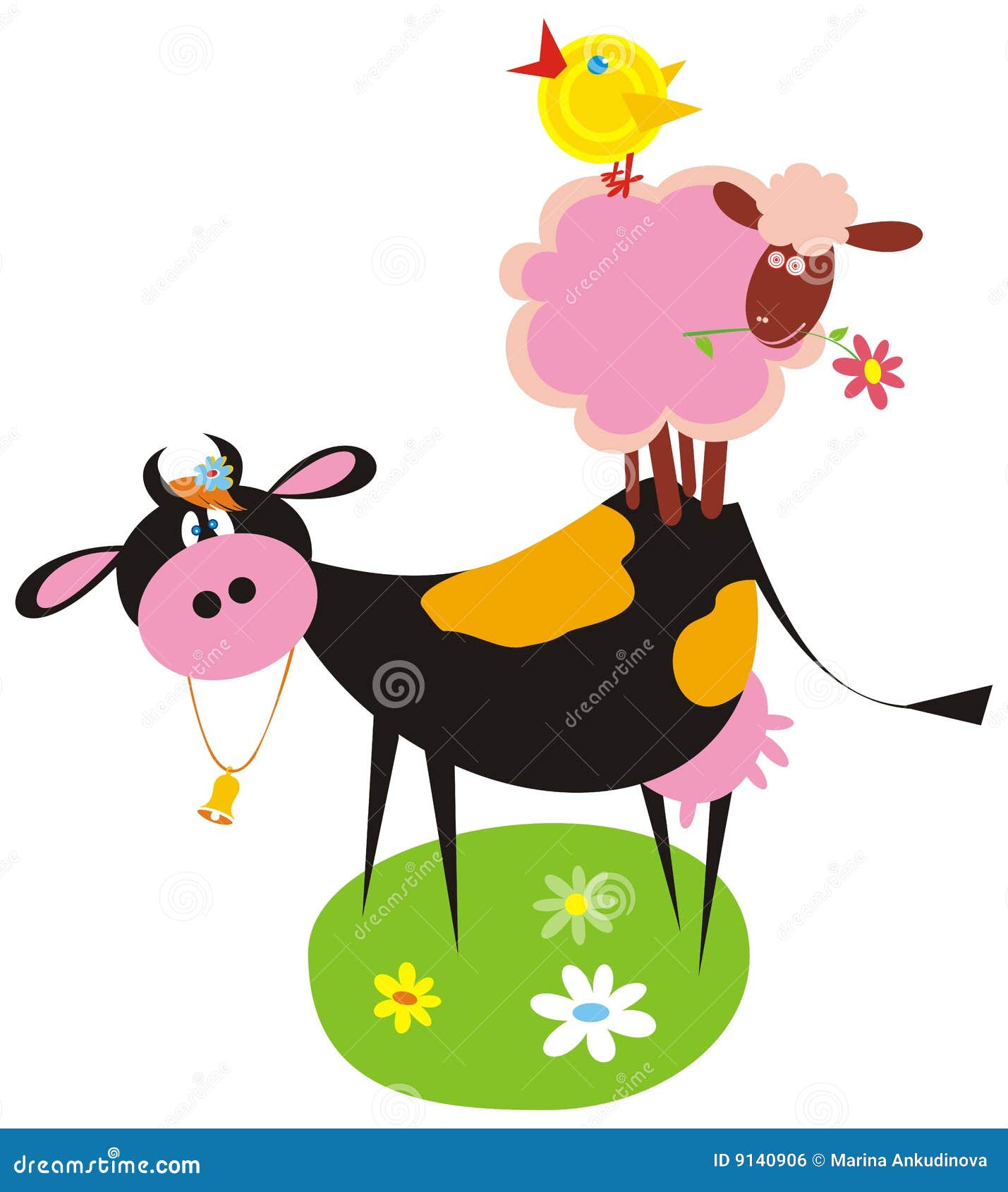 Funny farm animals stock vector. Illustration of pink - 9140906