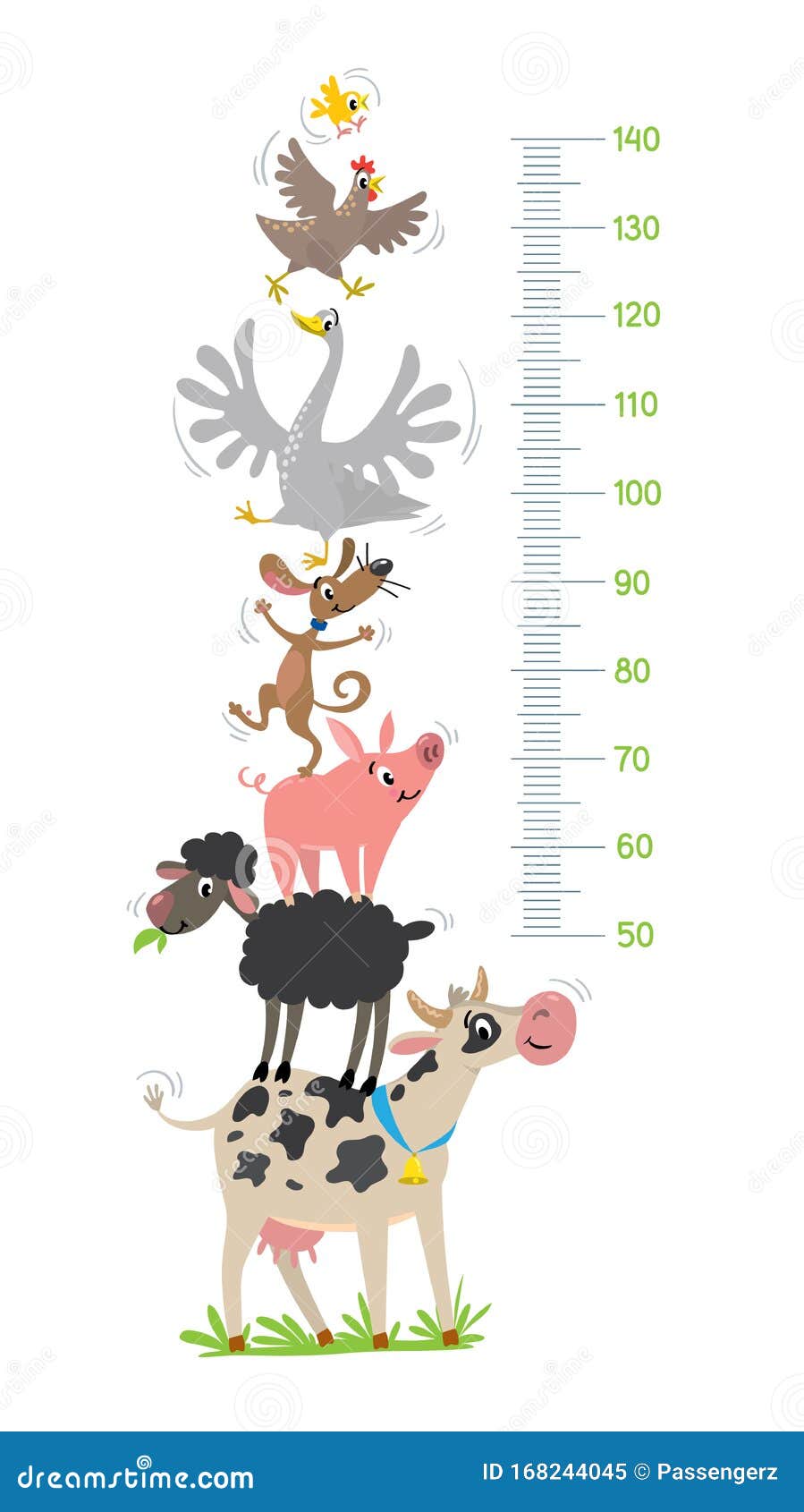 funny farm animals meter wall or height chart