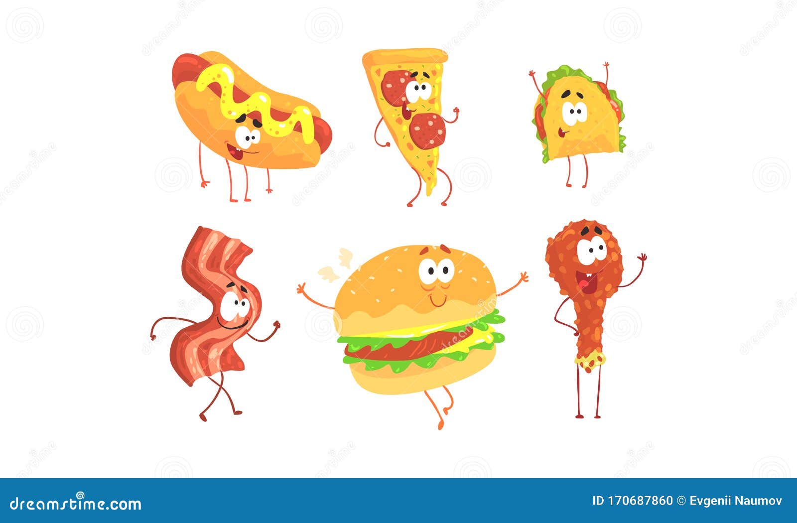 Funny Fast Food Cartoon Characters Collection, Hot Dog, Pizza, Tako, Ham Slice, Burger, Fried Chicken Drumstick, Cafe or Stock Vector - Illustration of dish, delicious: 170687860 Funny Fast Food Cartoon Characters Collection, Hot Dog, Pizza, Tako, Ham Slice, Burger, Fried Chicken Drumstick, Cafe or Stock Vector - Illustration of dish, delicious: 170687860