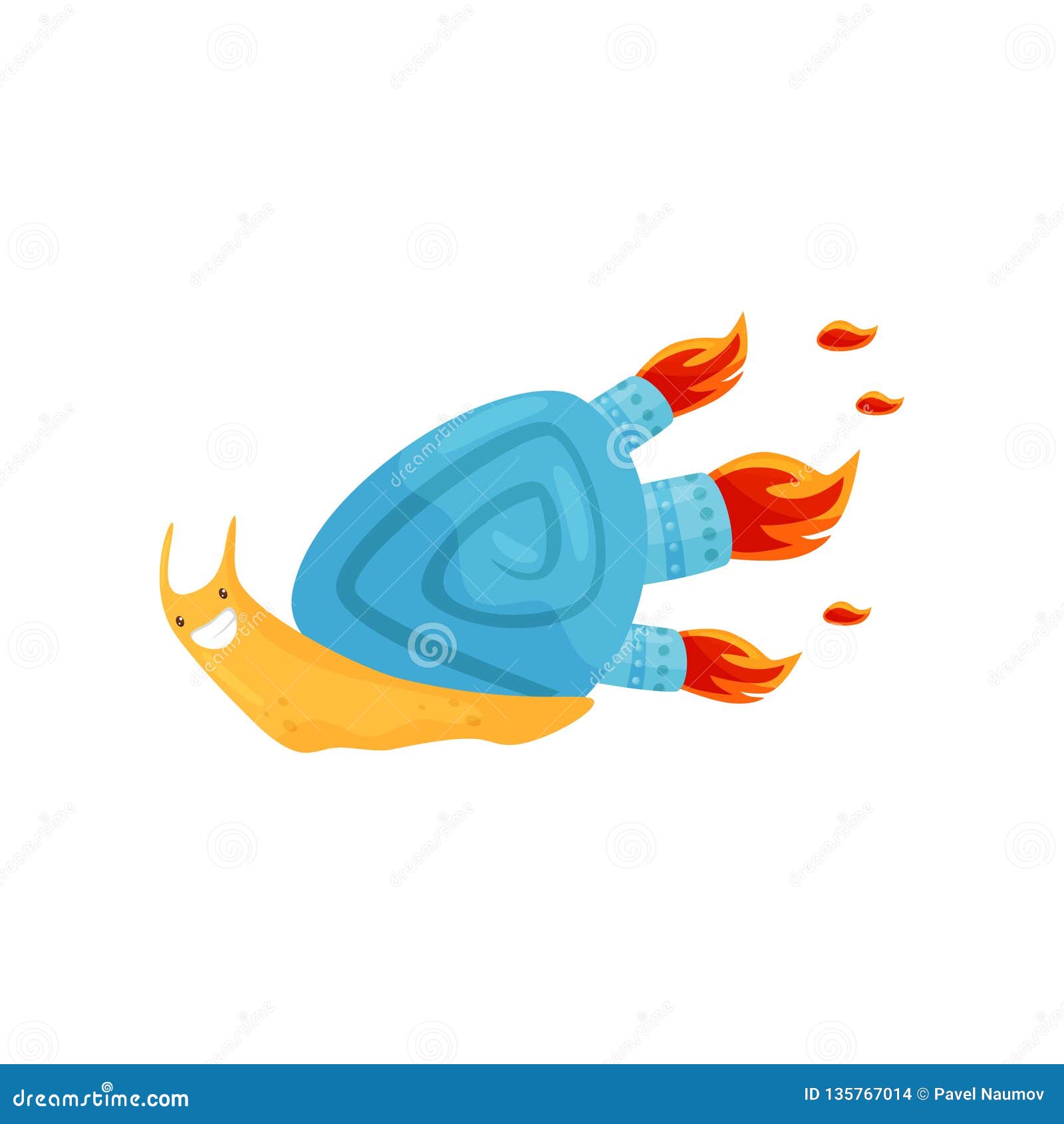 Funny Fast Snail with Blue Shell and Turbo Speed Booster with Fire, Cute  Mollusk Cartoon Character Vector Illustration Stock Vector - Illustration  of element, house: 135767014