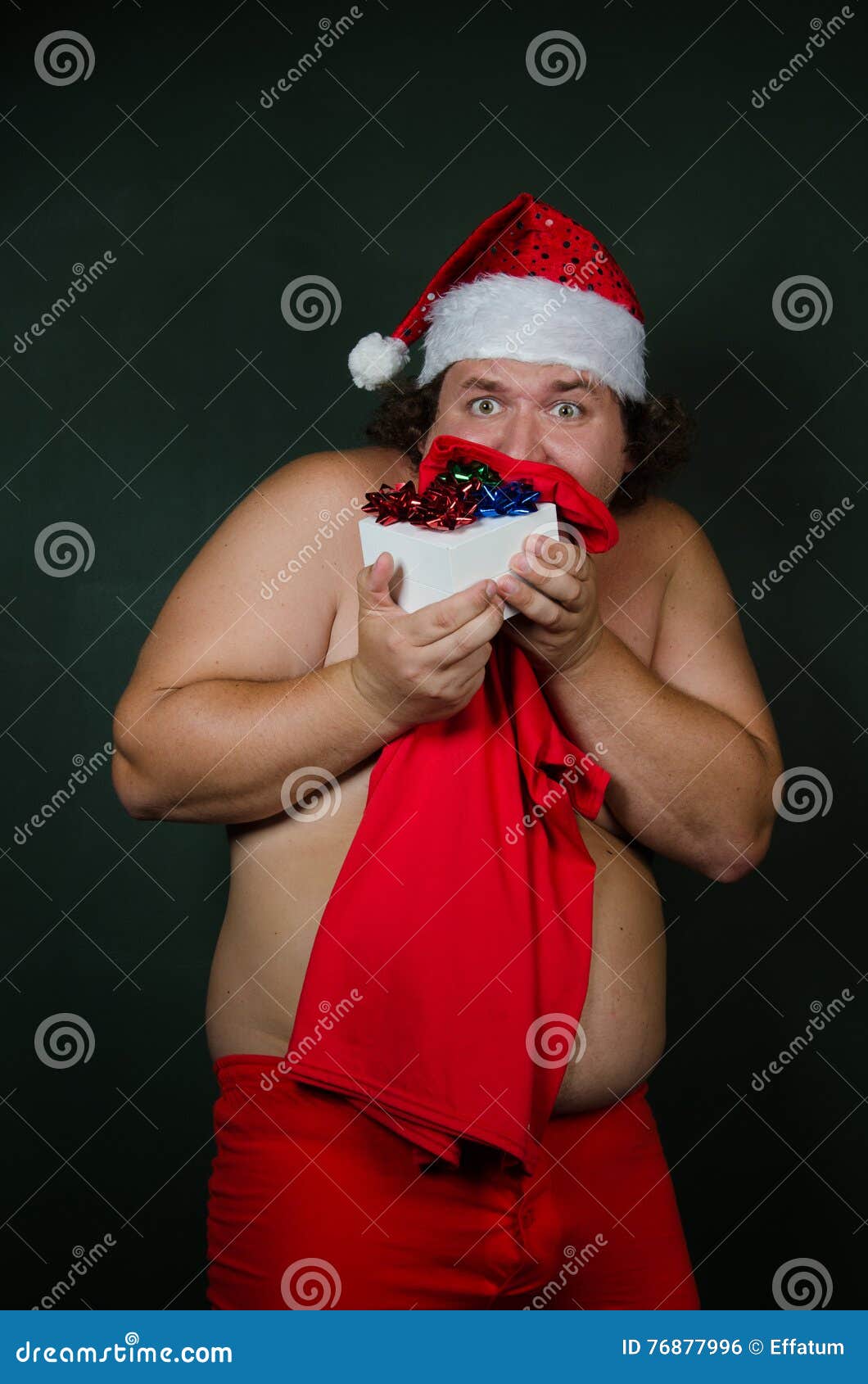 Funny fat Santa. stock photo. Image of holiday, celebration 76877996