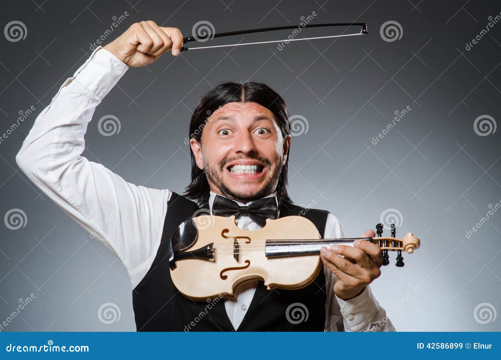 Funny fiddle violin player stock image. Image of male 42586899