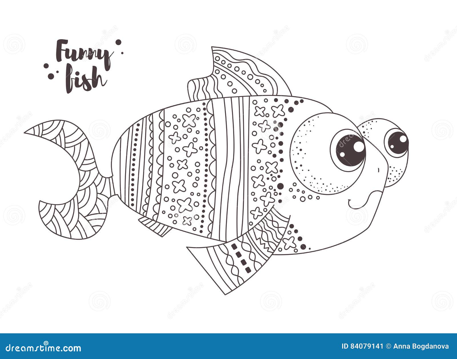 Funny Fish Coloring Book Stock Vector Illustration Of Cute