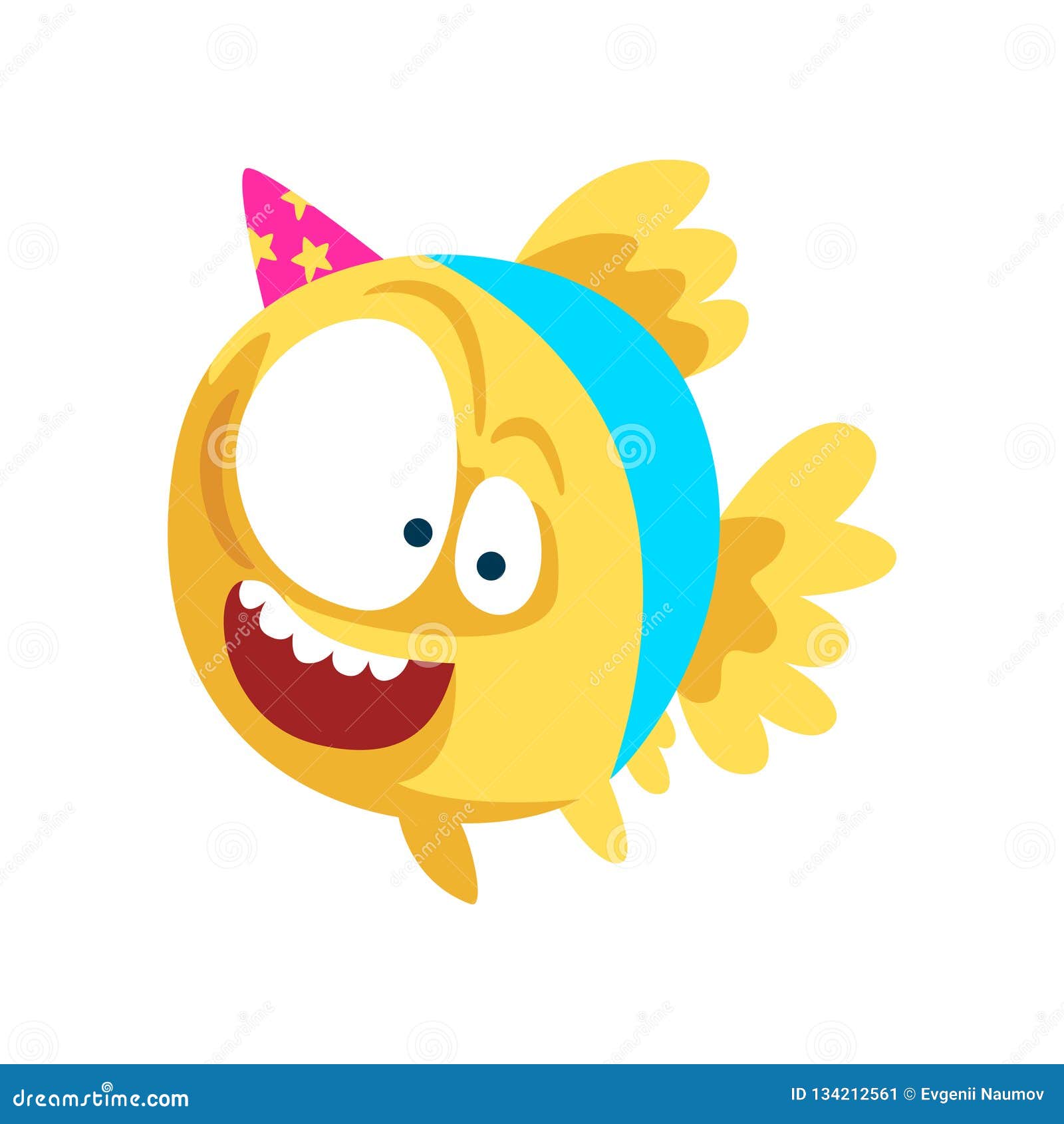 Funny Fish in Party Hat, Little Sea Creature Character, Marine Theme Design  Element Can Be Used for Kids Party Stock Vector - Illustration of fish,  color: 134212561