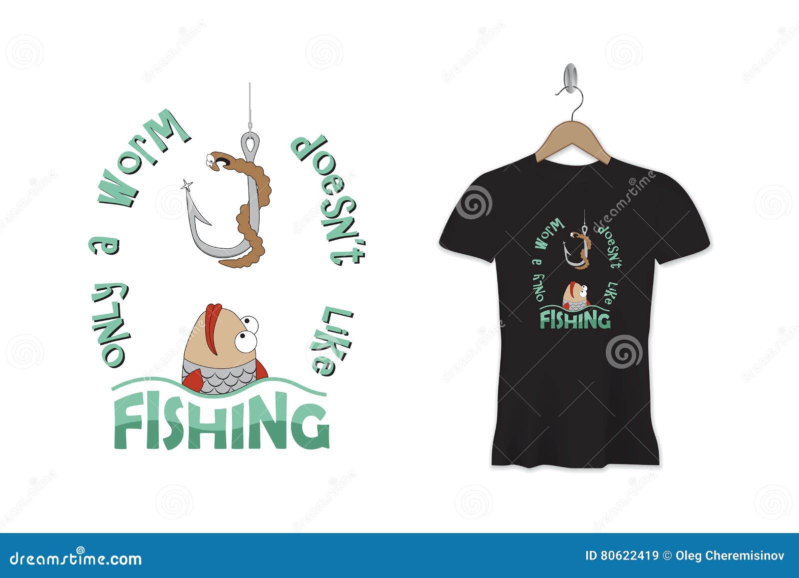 Funny Fishing T-shirt Print or Sticker Design. Vector Template Stock Vector  - Illustration of fashion, creative: 80622419