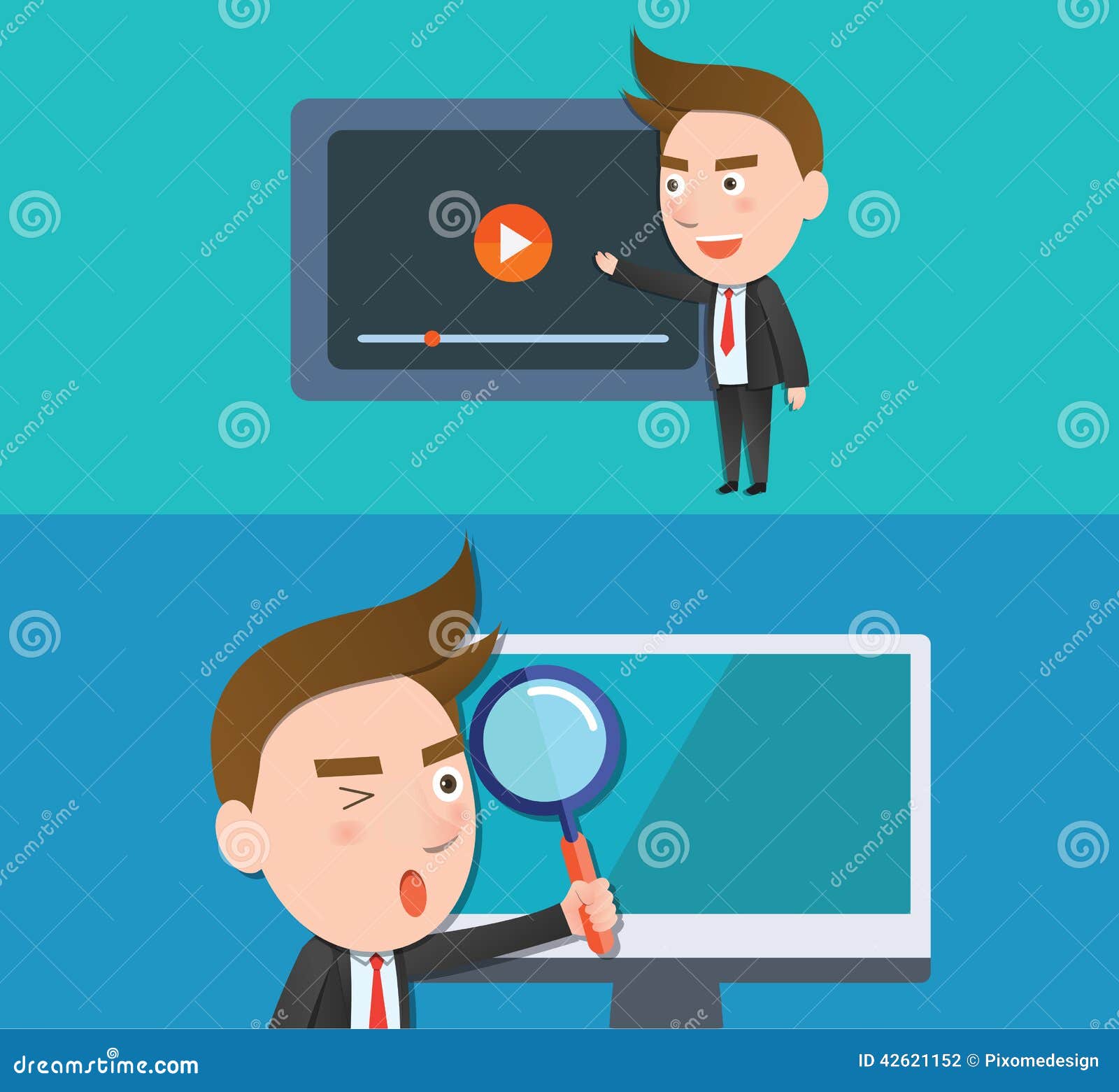 Funny Flat Character Smart Device Business Concept Stock Vector