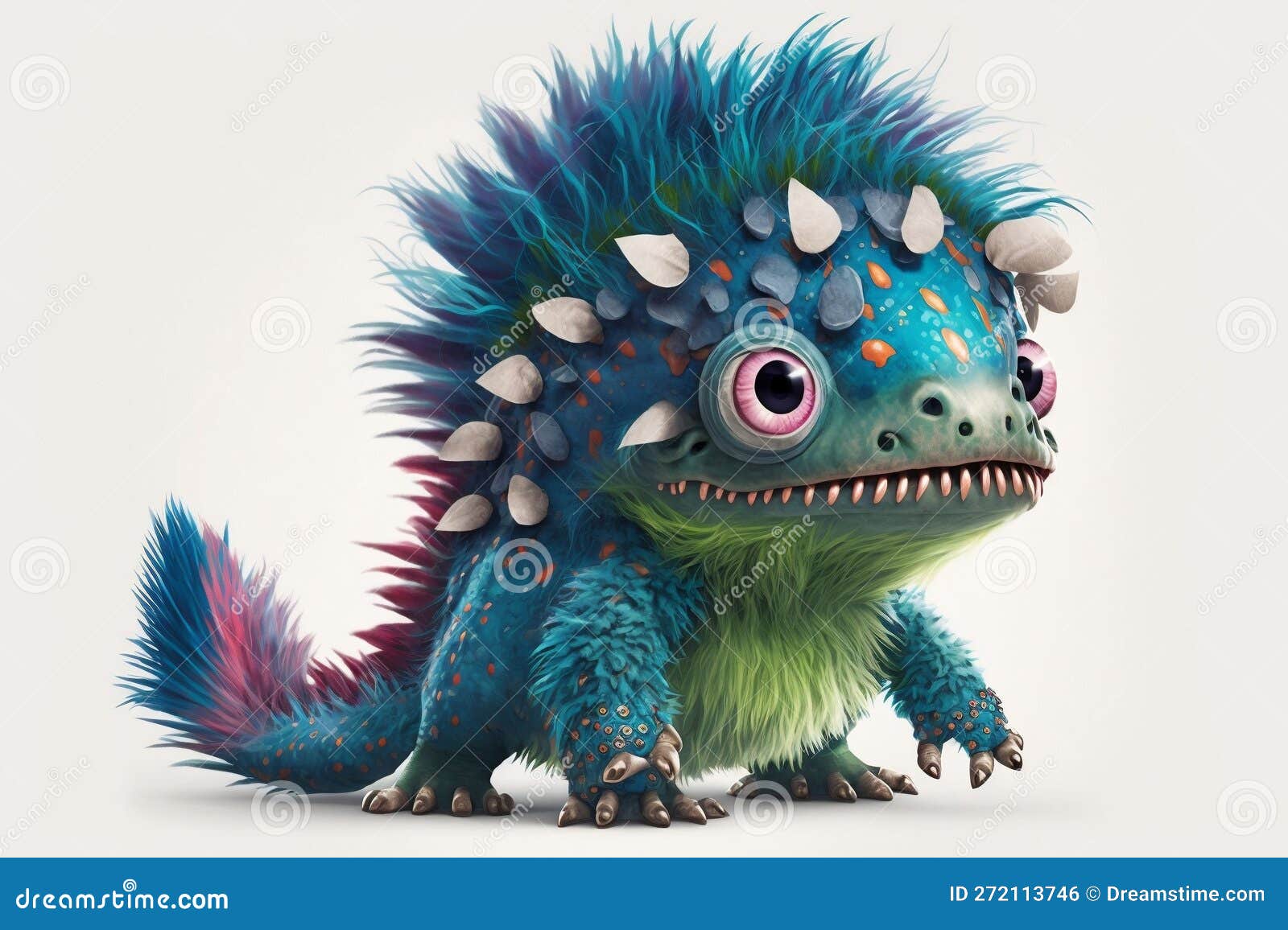 Funny Fluffy Colored Dinosaur Creature Isolated Stock Photo Image of jovial, hilarious 272113746