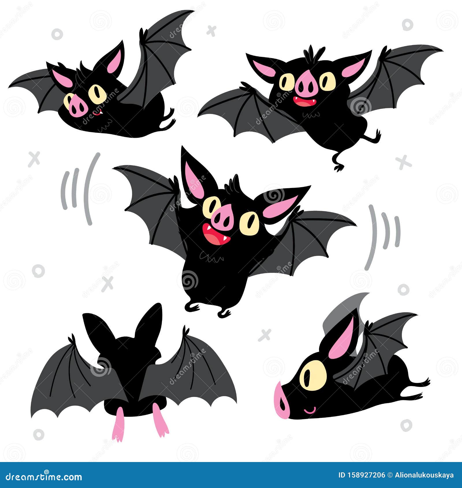 Funny Flying Bat Child Graphic Set Illustration Stock Vector - Illustration  of flat, animal: 158927206