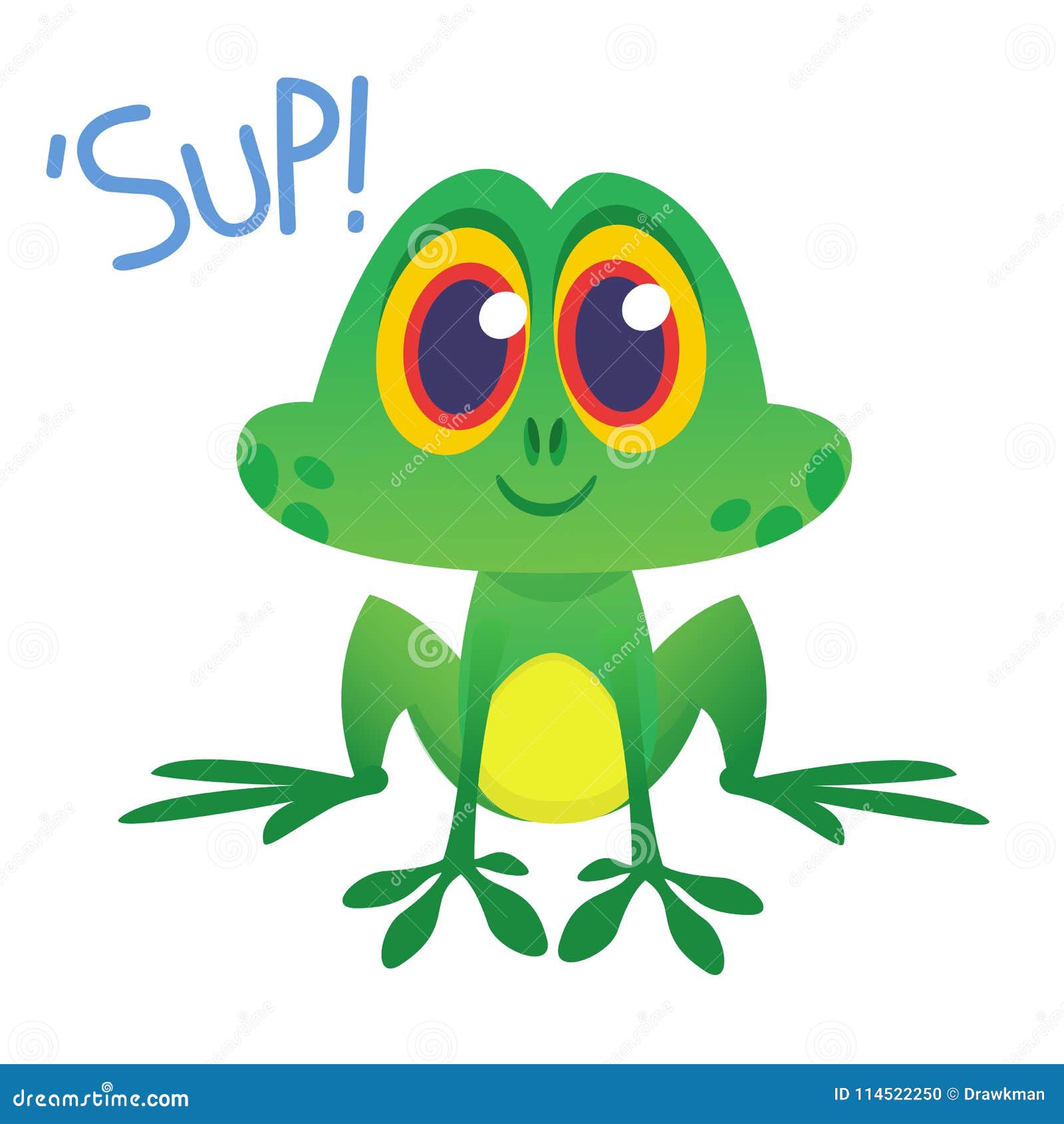 Funny Frog Cartoon Character Saying `Sup`. Vector Illustration. Stock  Vector - Illustration of children, mascot: 114522250