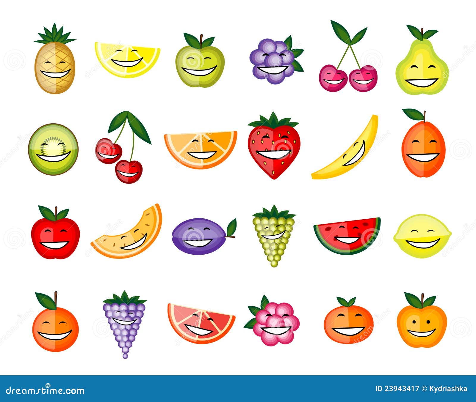 Funny Fruit Characters Smiling Stock Vector Illustration of berry