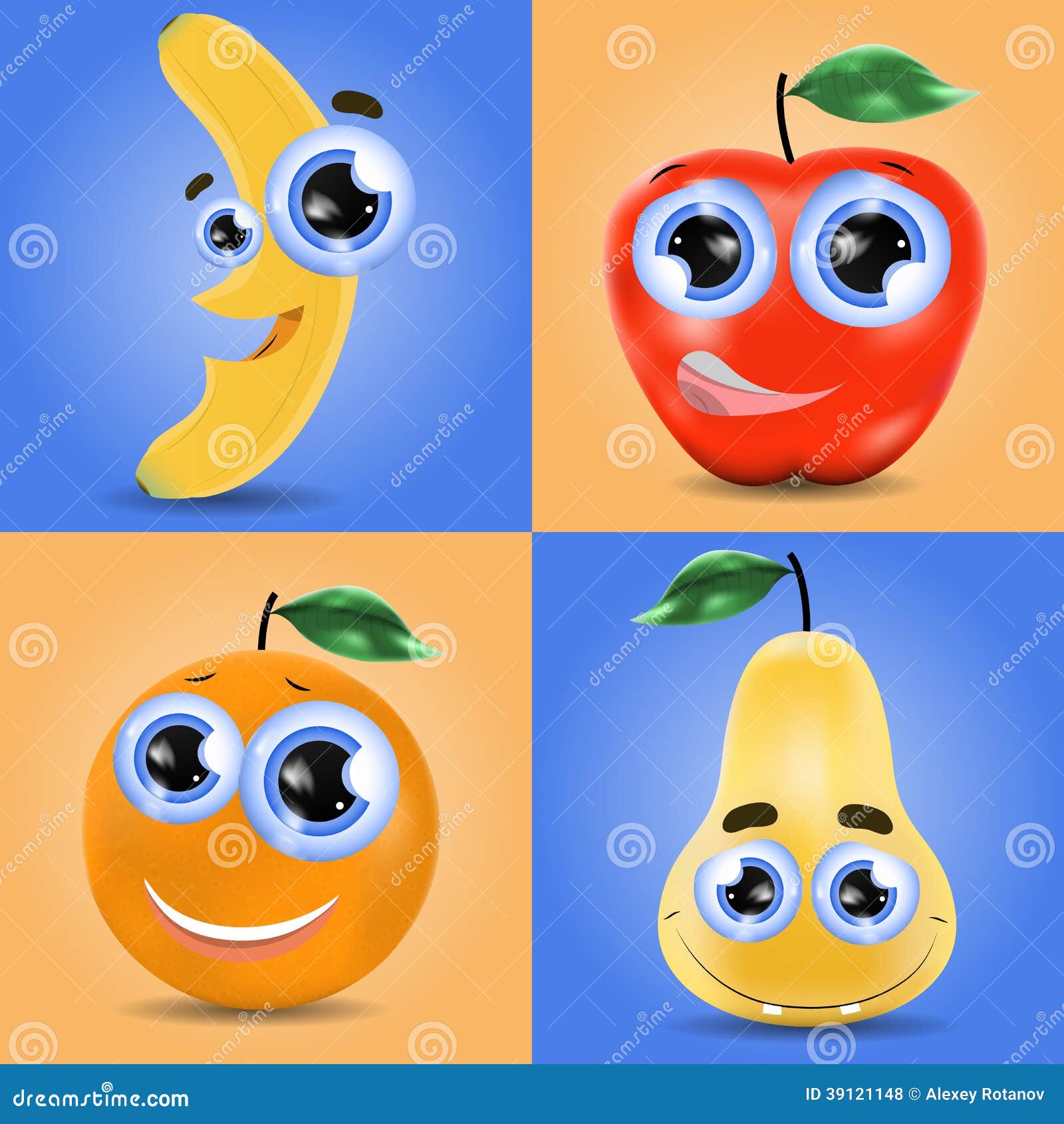 Funny Fruit And Vegetables Set Of Vector Cartoon Characters