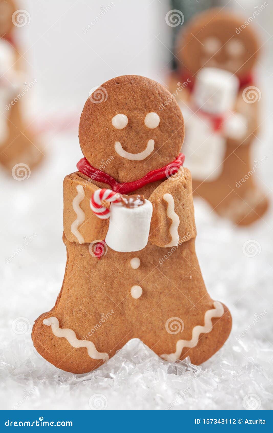 Funny Gingerbread Cookie Men with Tiny Marshmallow Cup Stock Photo Image of marshmallow, sweet