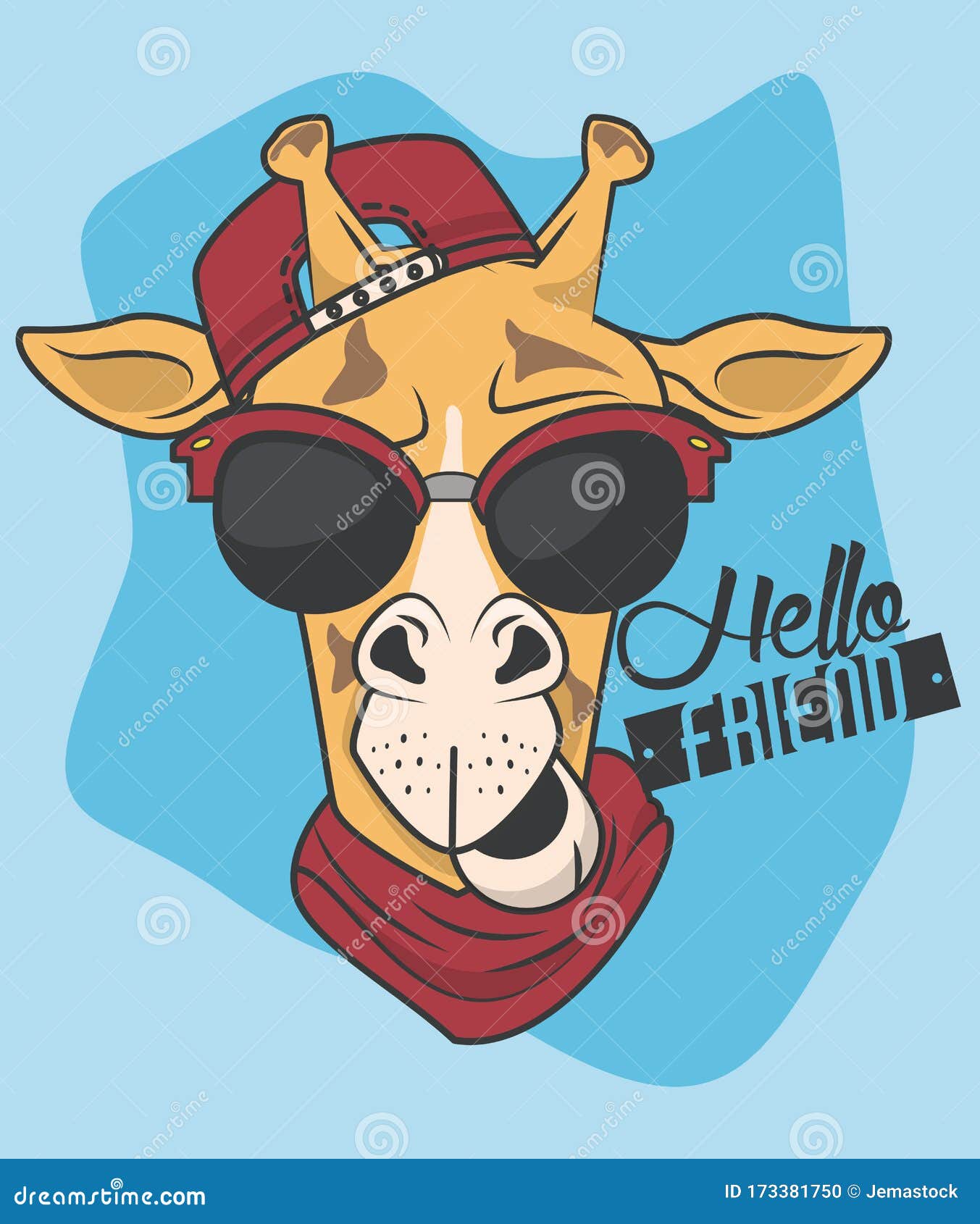 Funny Giraffe With Sunglasses Cool Style Stock Vector Illustration Of Long Adorable 173381750
