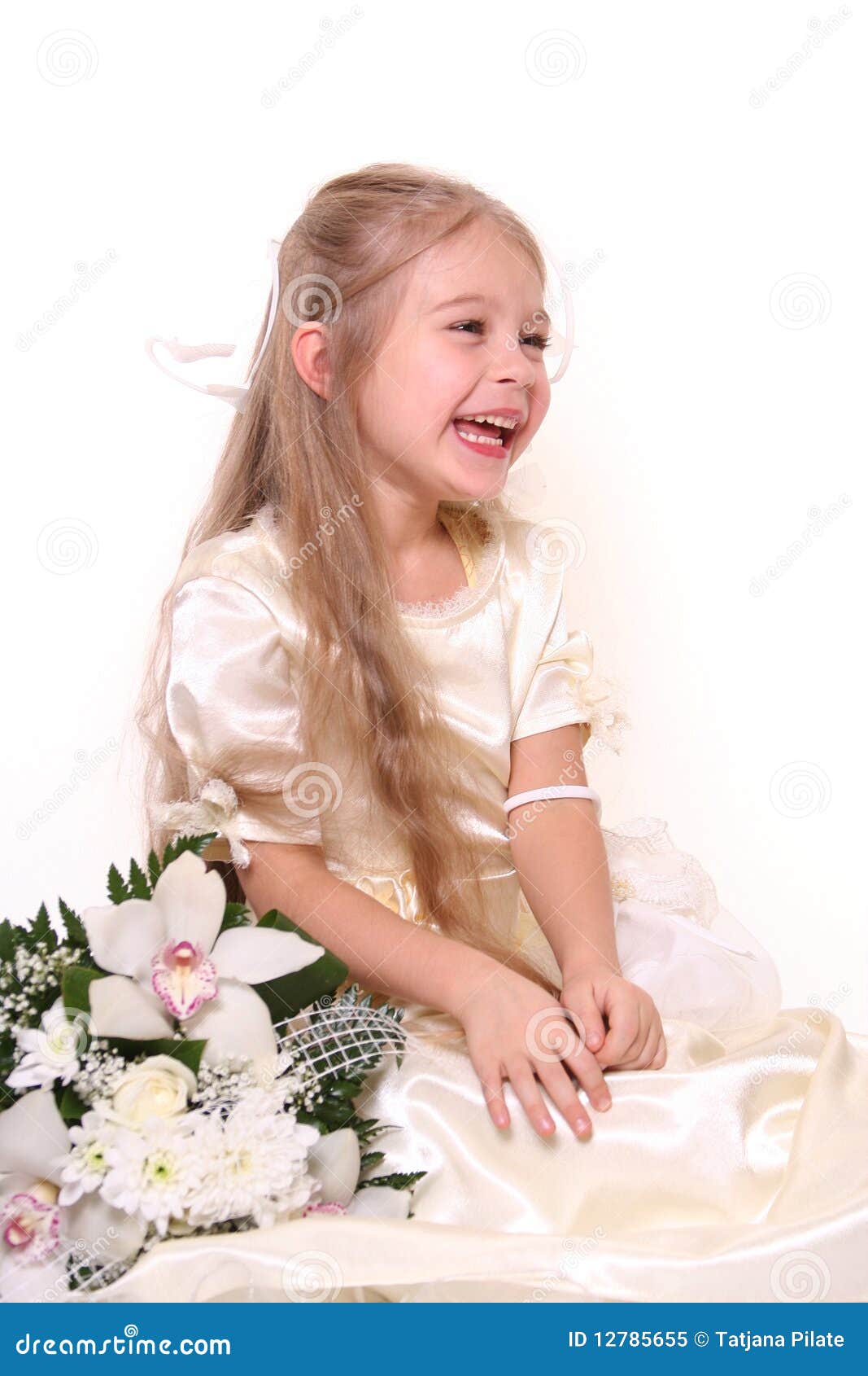 Funny girl stock image. Image of fairy, bouquet, blond 12785655